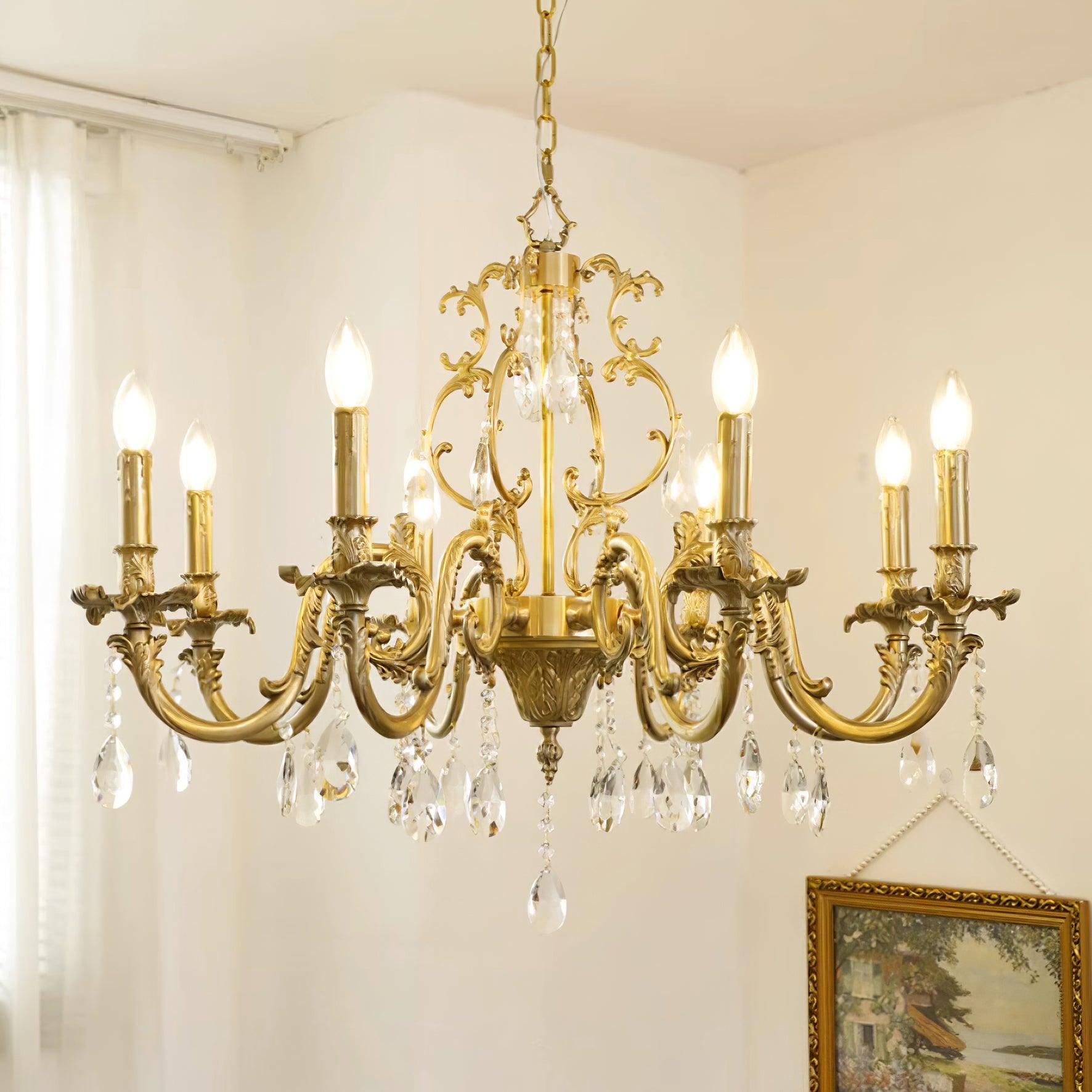 Ella Chandelier Classic Brass Crystal-Neutral Decor