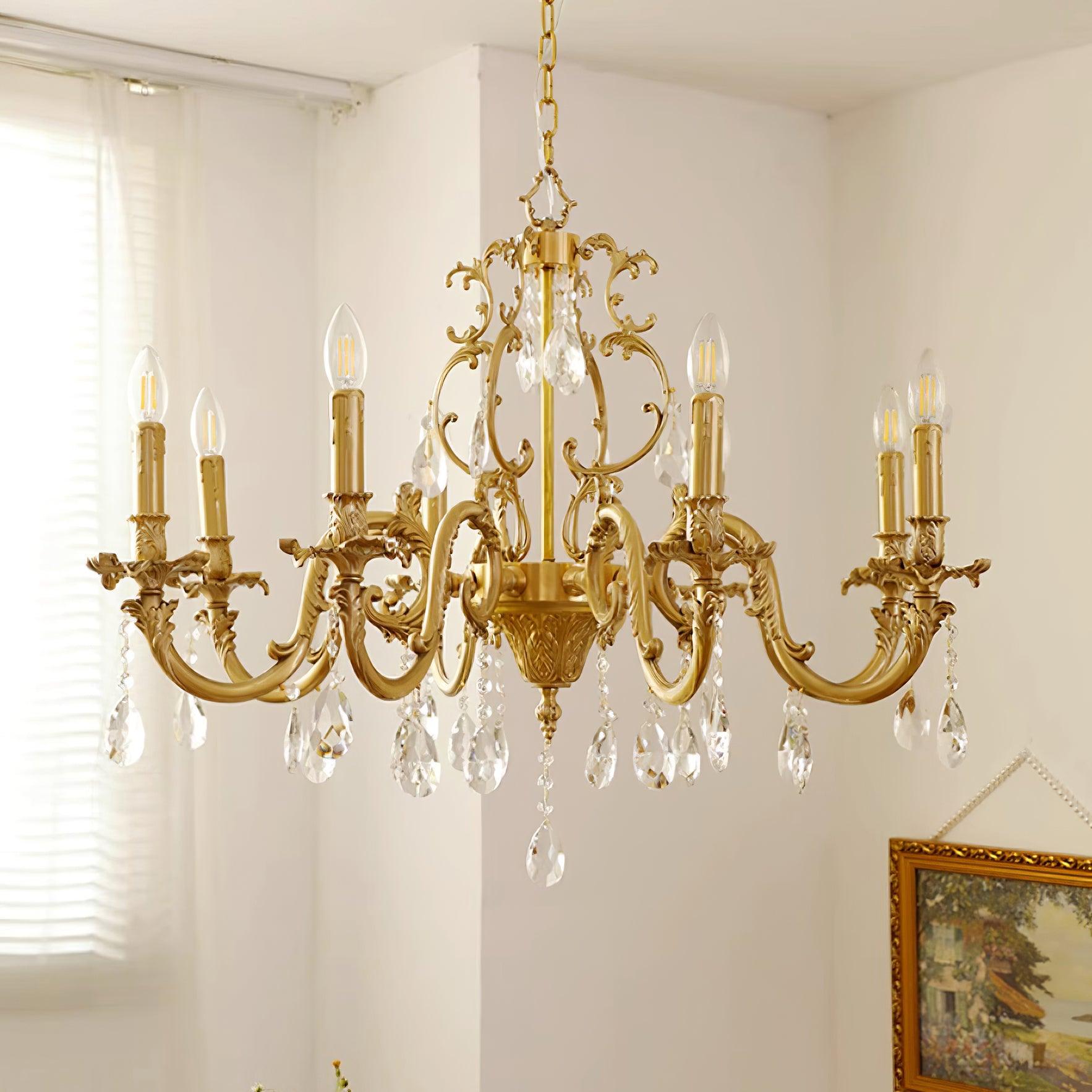 Elvion Classic Brass Crystal Chandelier
