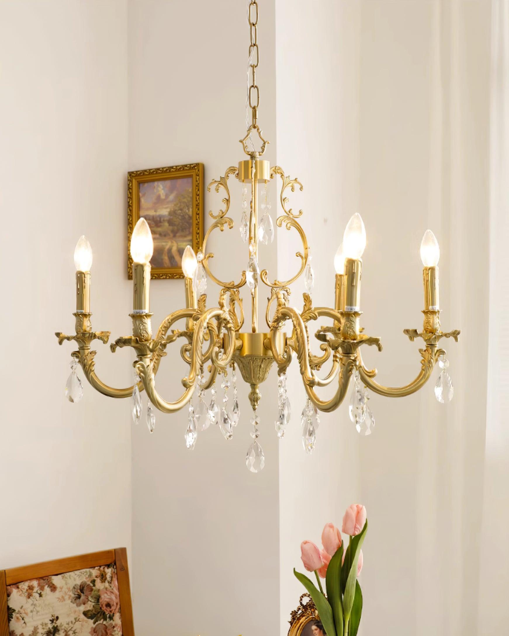 Elvion Classic Brass Crystal Chandelier