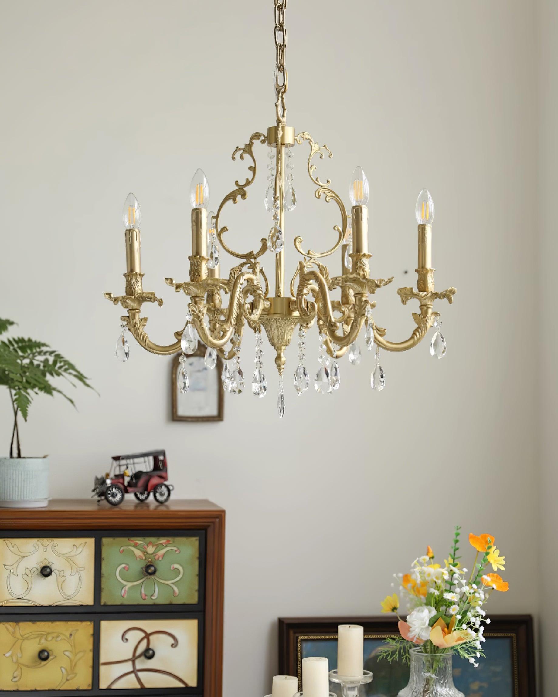 Elvion Classic Brass Crystal Chandelier