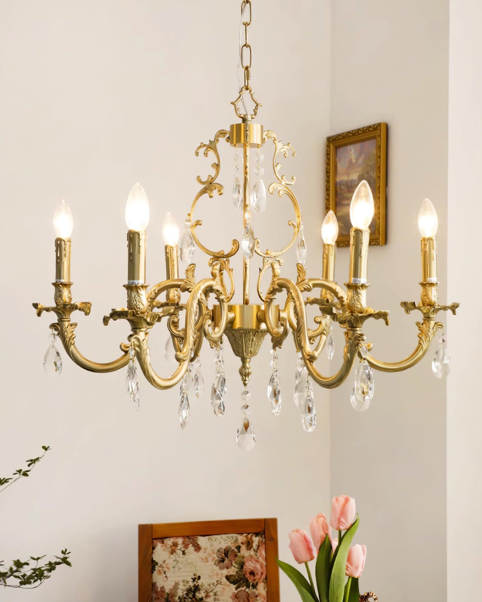 Elvion Classic Brass Crystal Chandelier