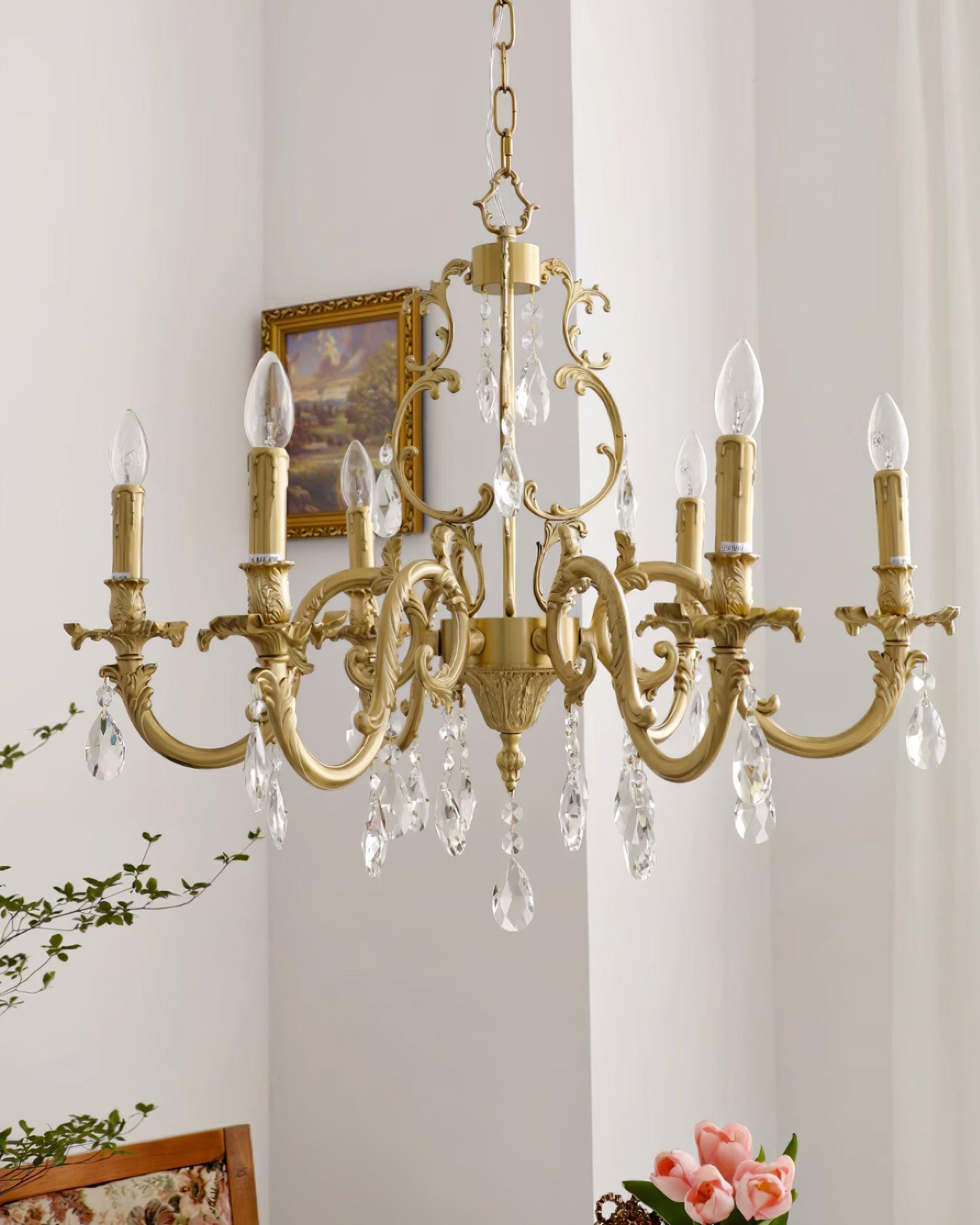 Elvion Classic Brass Crystal Chandelier