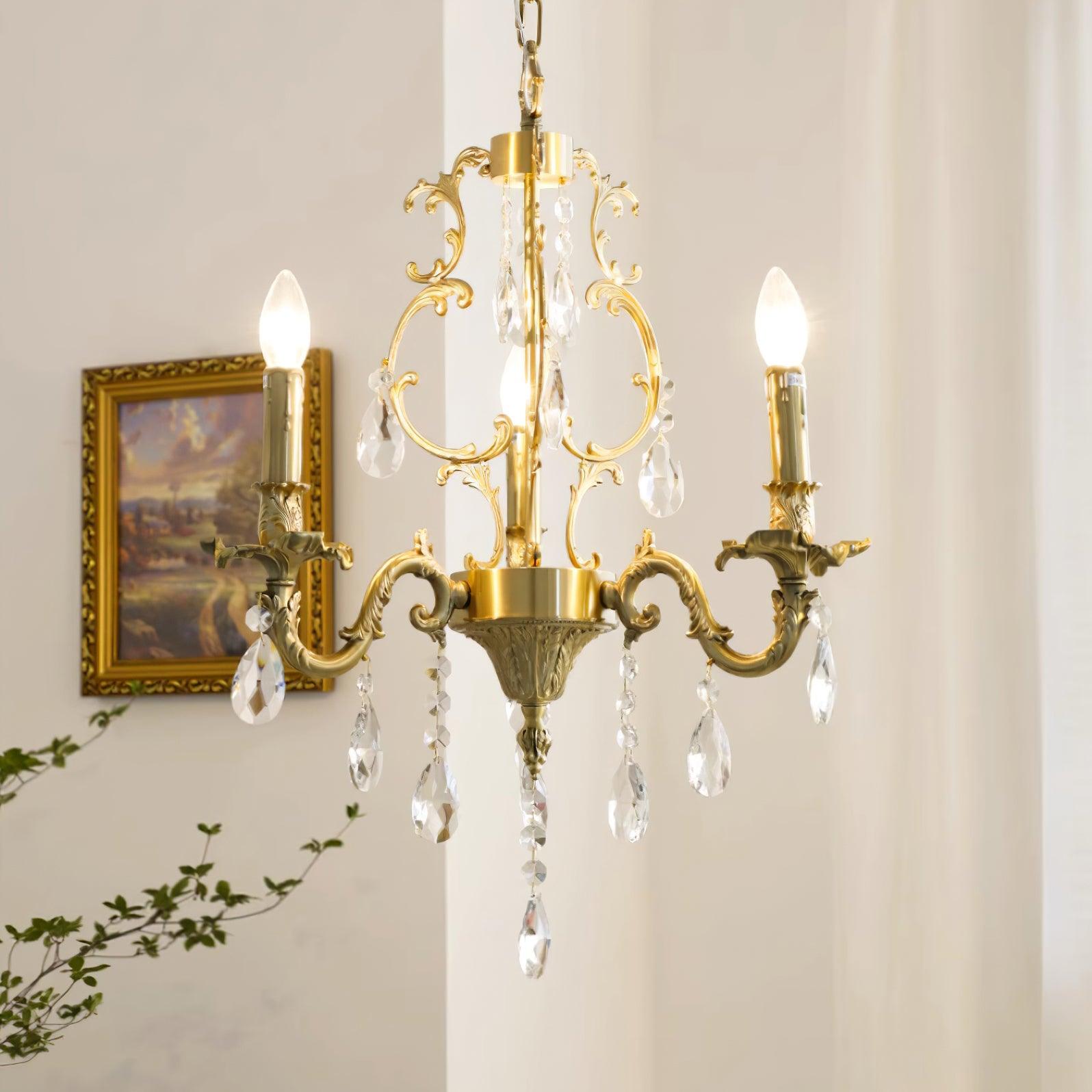 Ella Chandelier Classic Brass Crystal-Neutral Decor