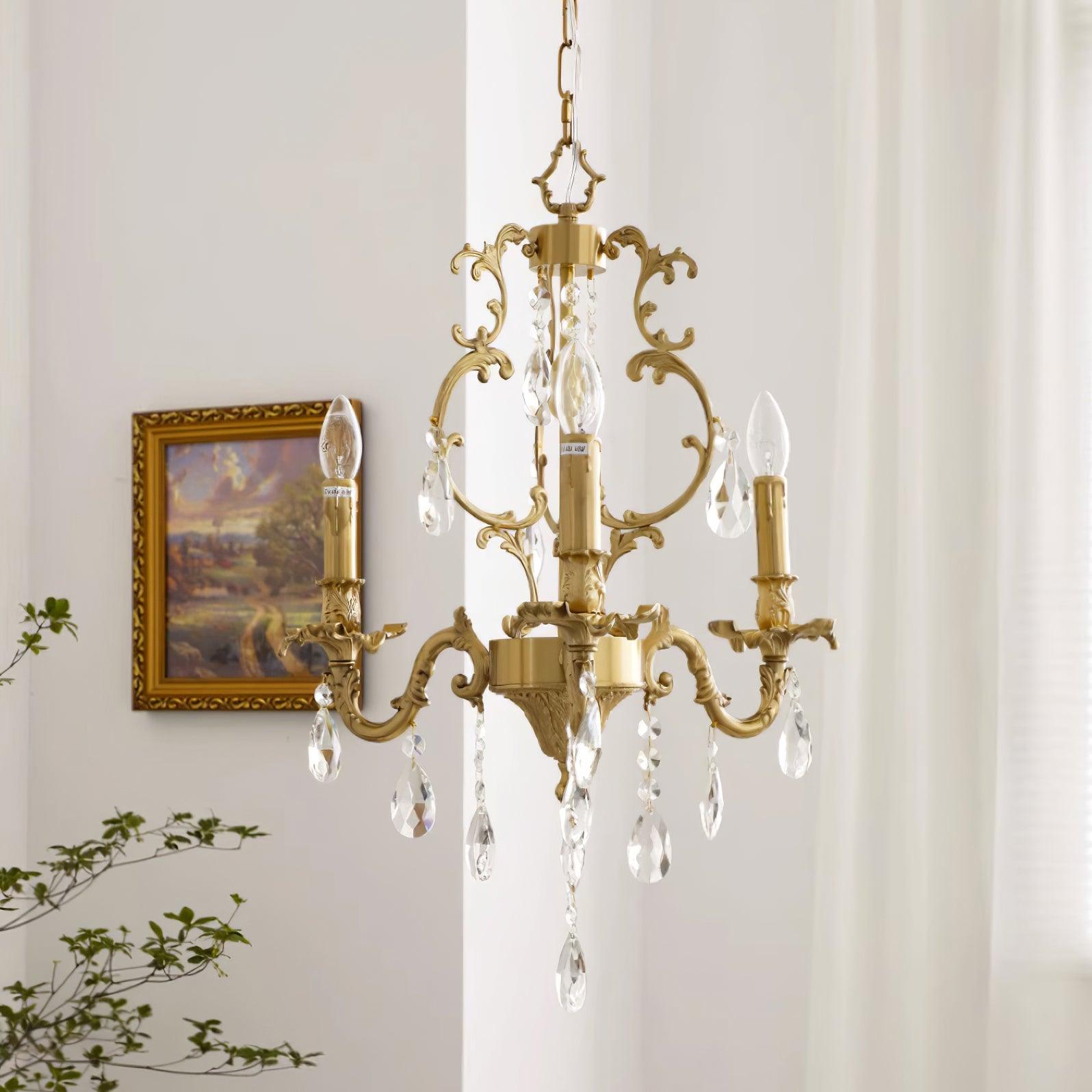 Ella Chandelier Classic Brass Crystal-Neutral Decor