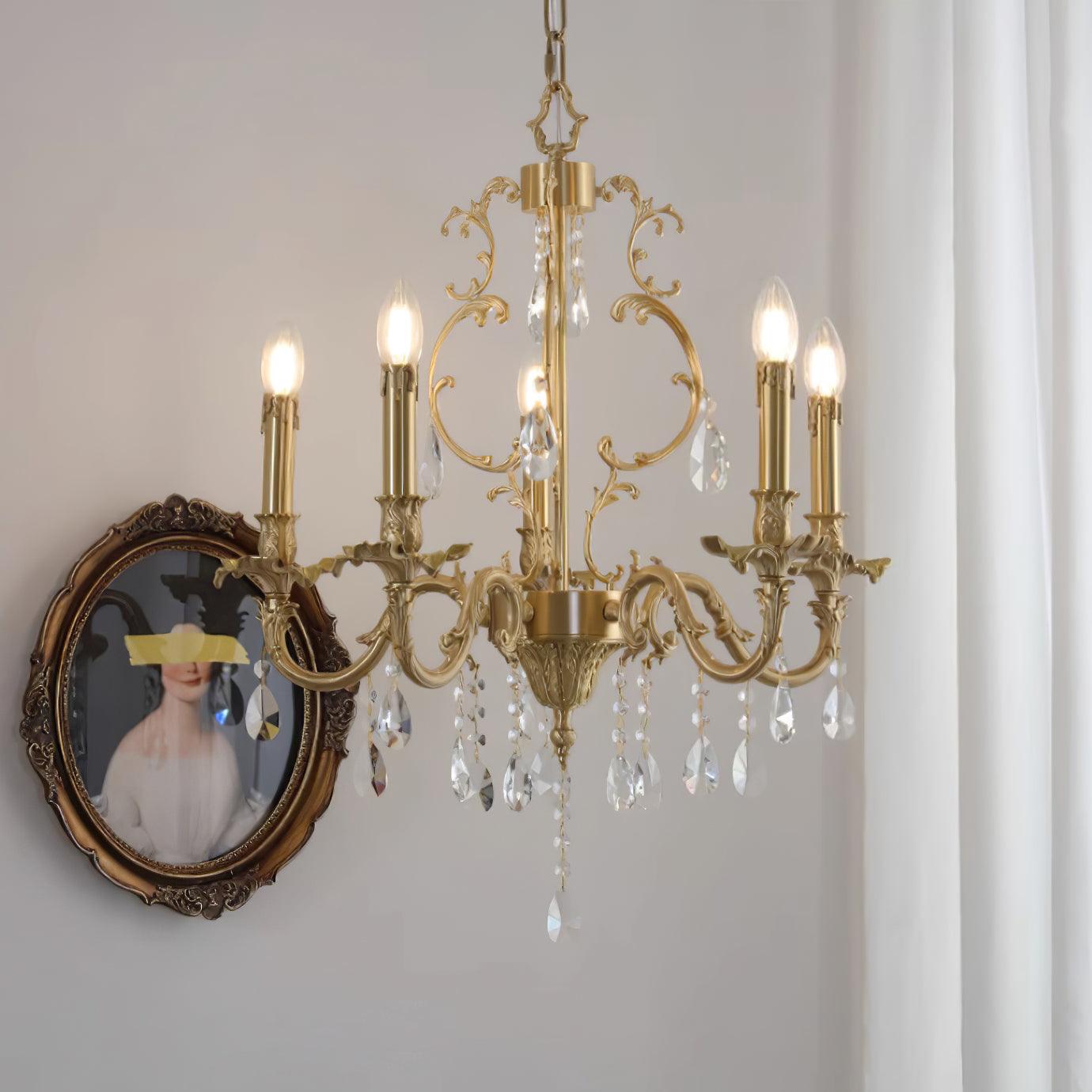 Ella Chandelier Classic Brass Crystal-Neutral Decor