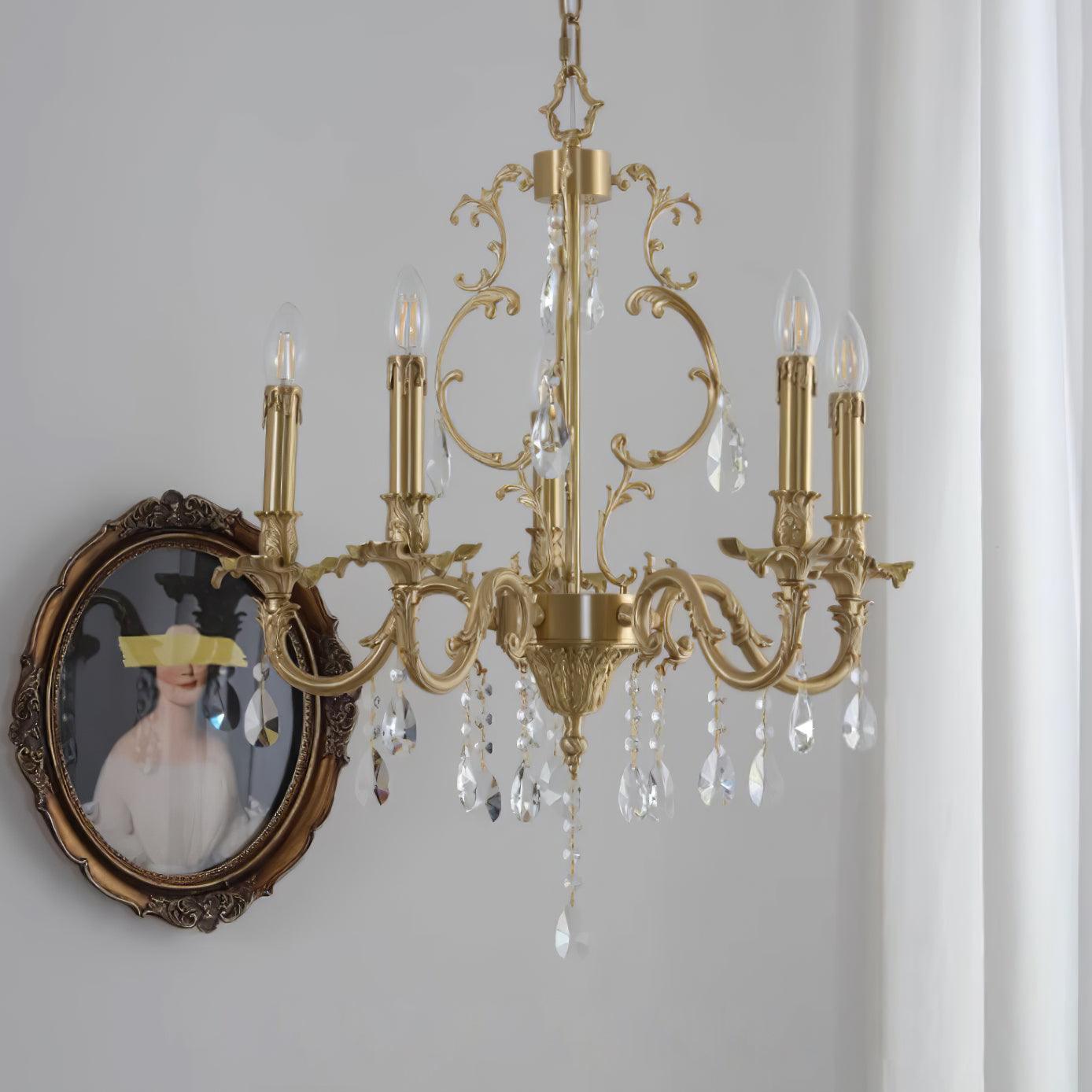 Ella Chandelier Classic Brass Crystal-Neutral Decor