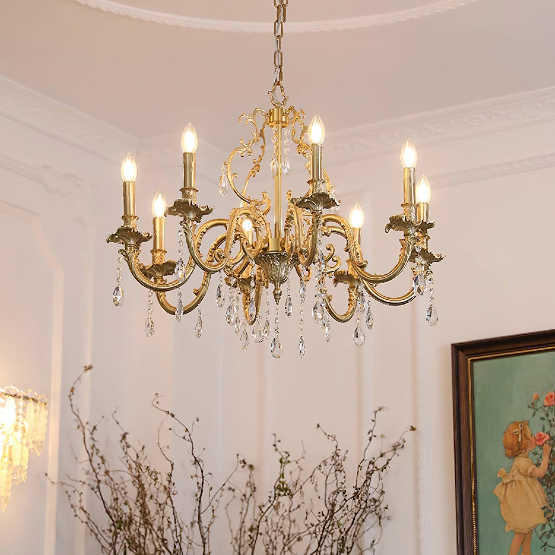 Elvion Classic Brass Crystal Chandelier