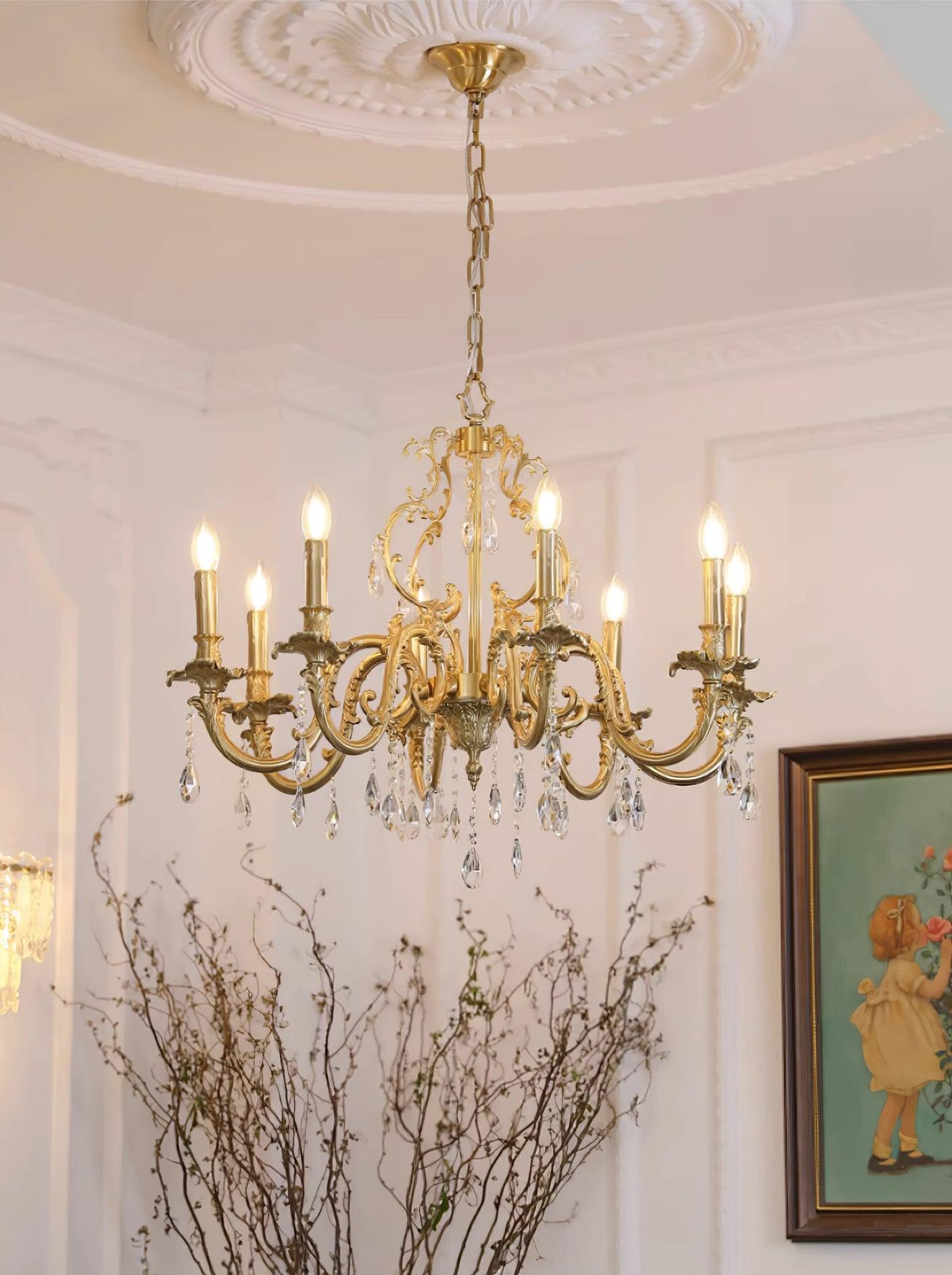 Ella Chandelier Classic Brass Crystal-Neutral Decor
