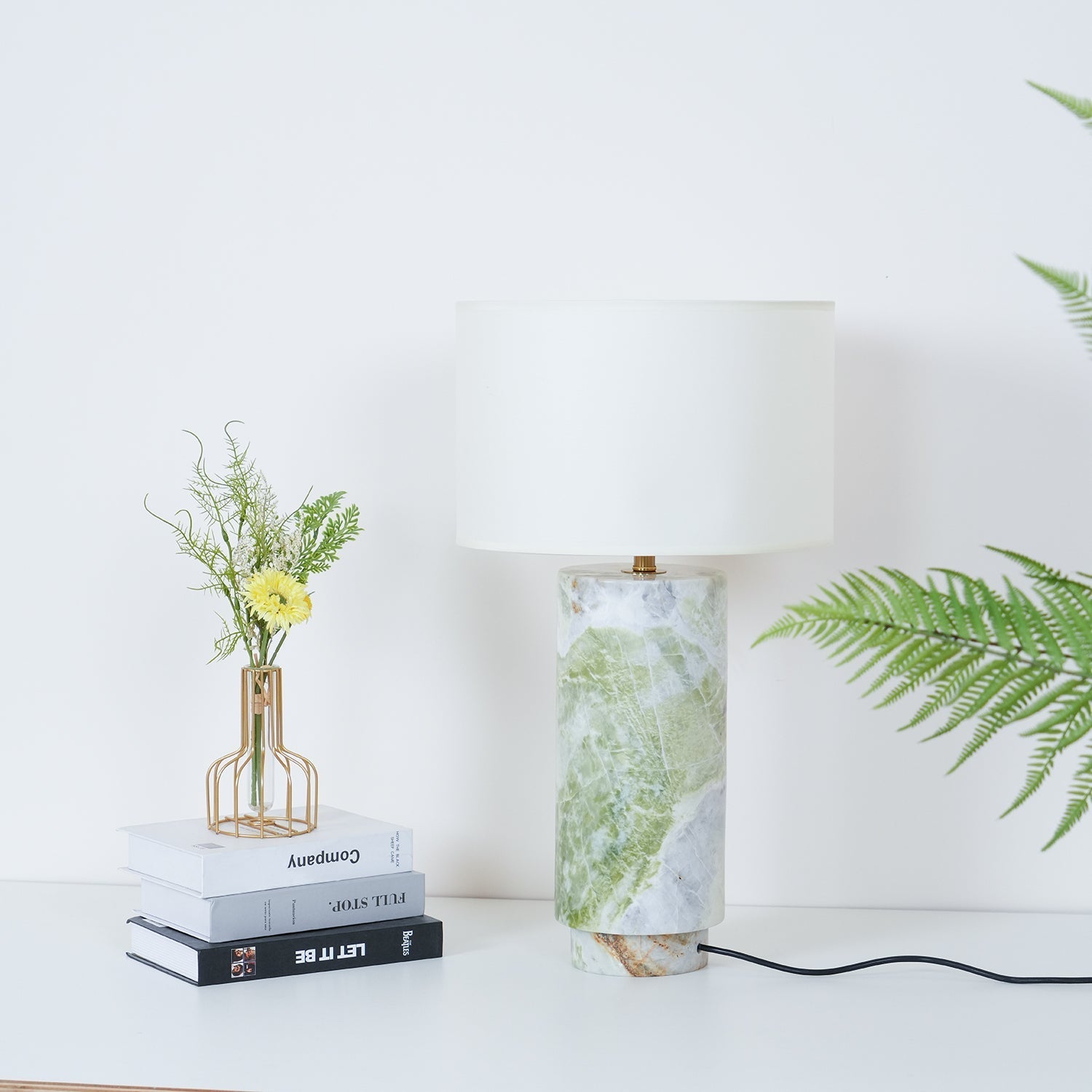 Xavi Marble Fabric Table Lamp-Neutral Decor