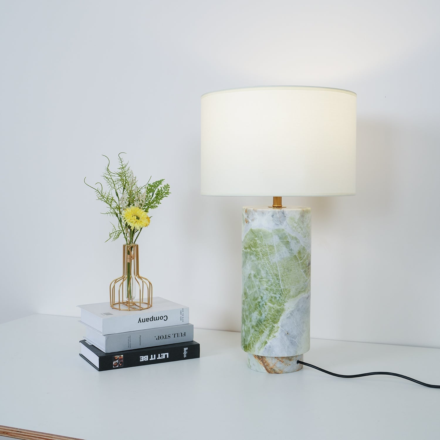 Xavi Marble Fabric Table Lamp-Neutral Decor