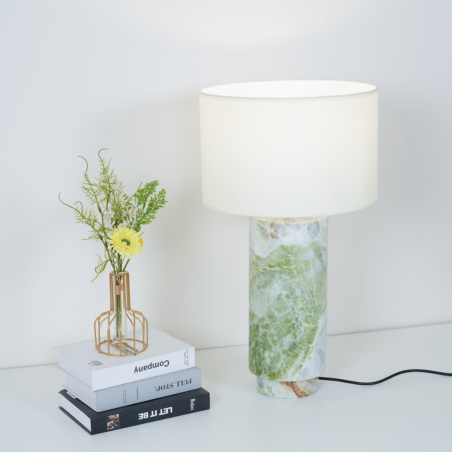Xavi Marble Fabric Table Lamp-Neutral Decor