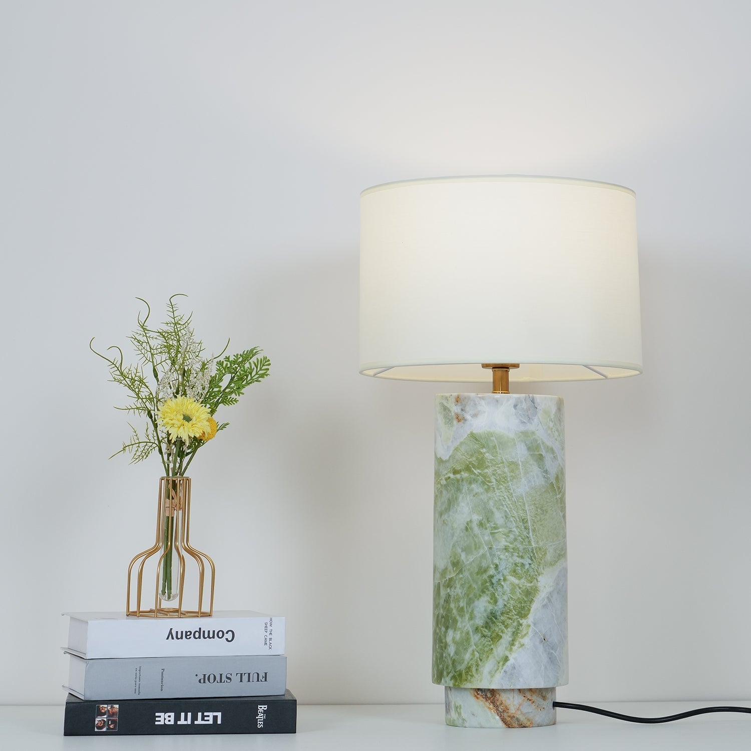 Xavi Marble Fabric Table Lamp-Neutral Decor