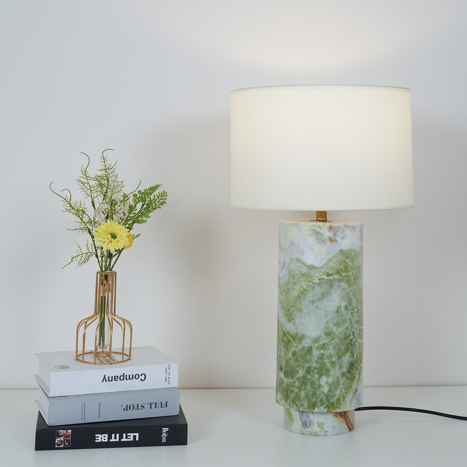 Xavi Marble Fabric Table Lamp-Neutral Decor