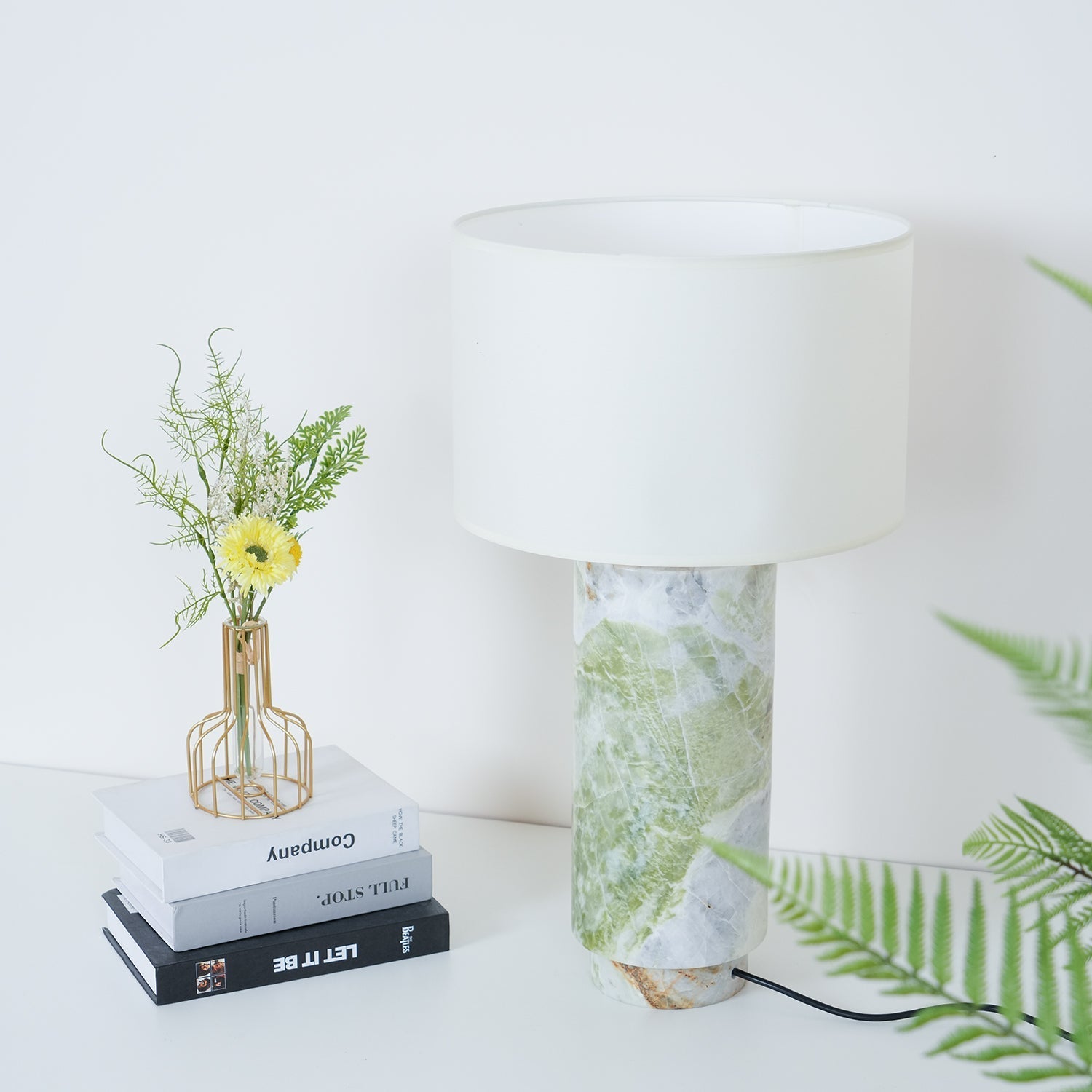 Xavi Marble Fabric Table Lamp-Neutral Decor