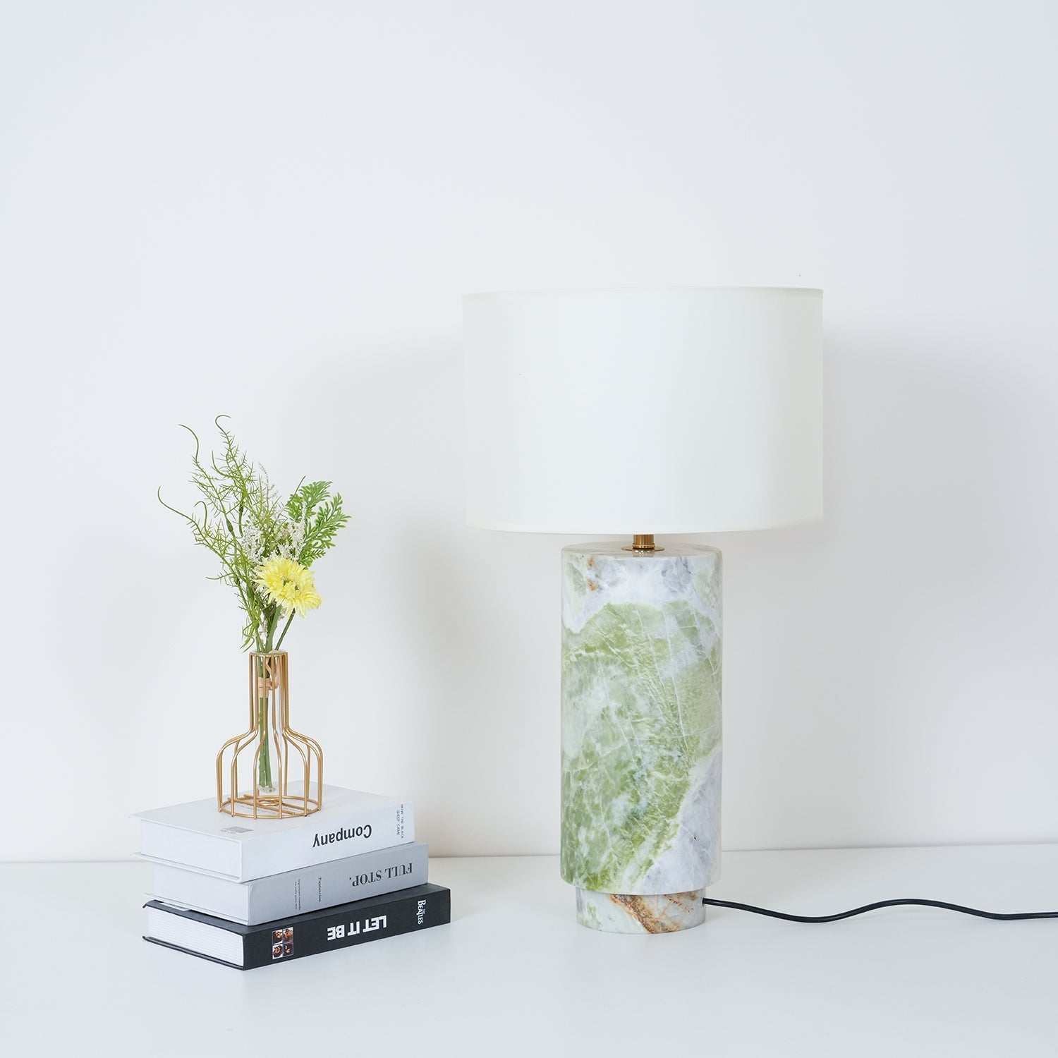 Xavi Marble Fabric Table Lamp-Neutral Decor