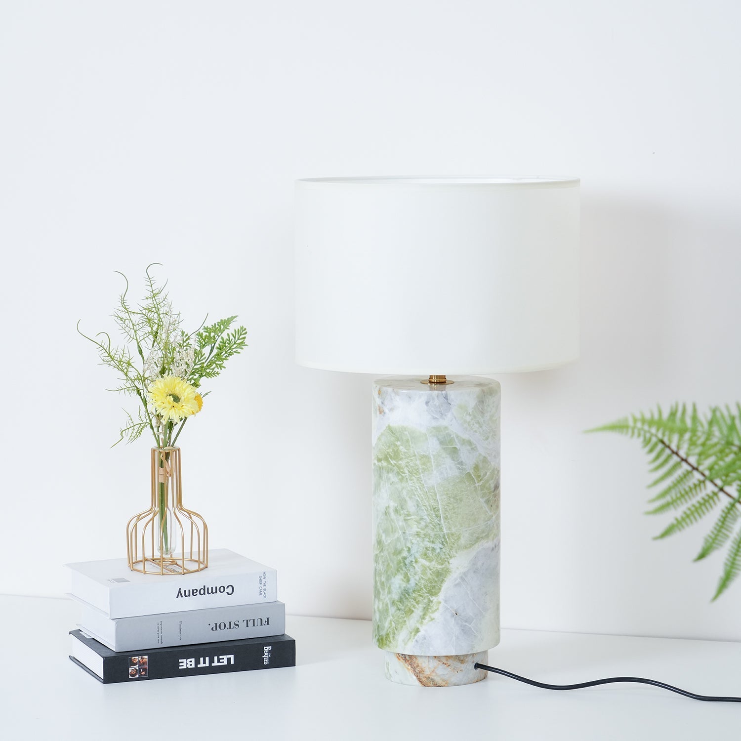 Xavi Marble Fabric Table Lamp-Neutral Decor