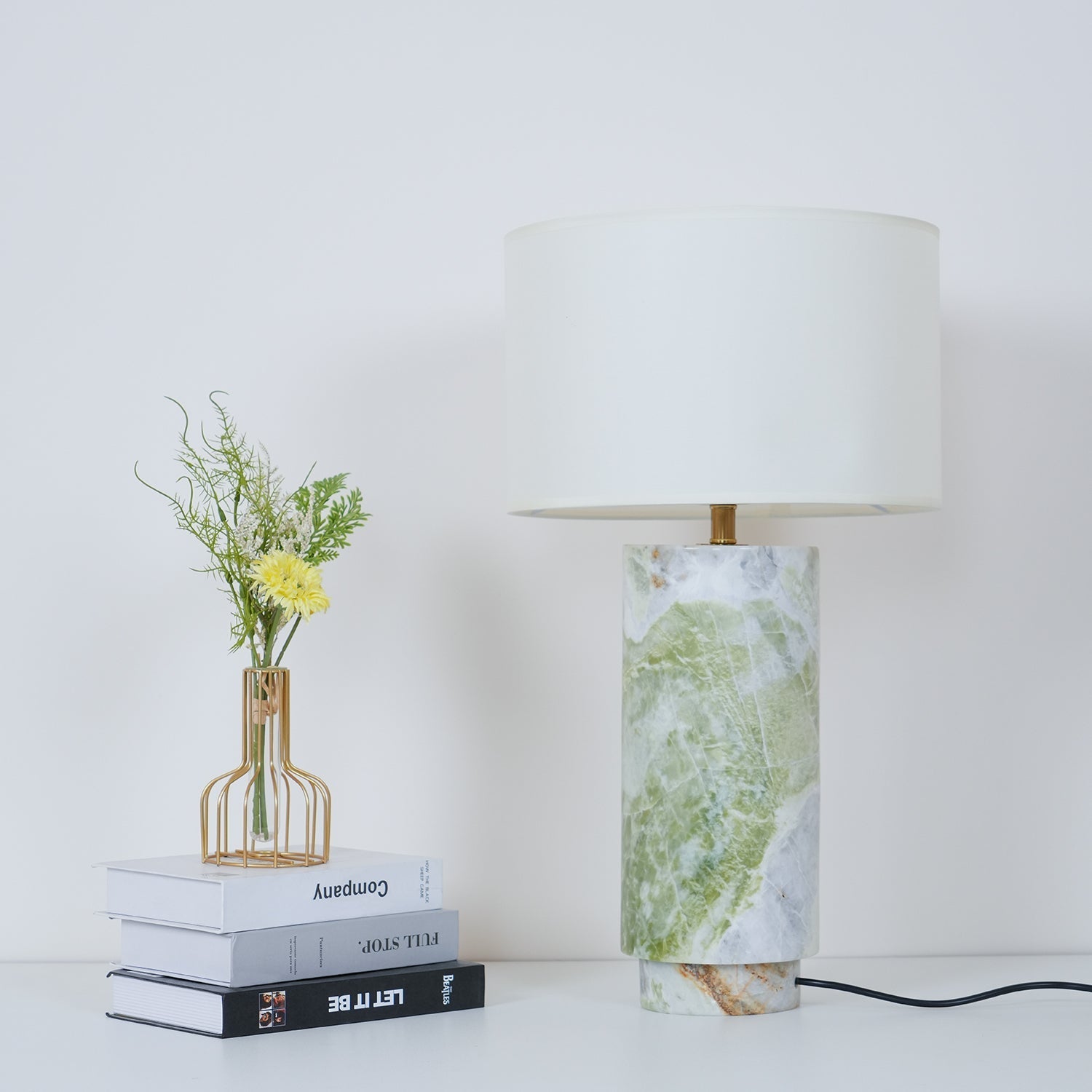 Xavi Marble Fabric Table Lamp-Neutral Decor