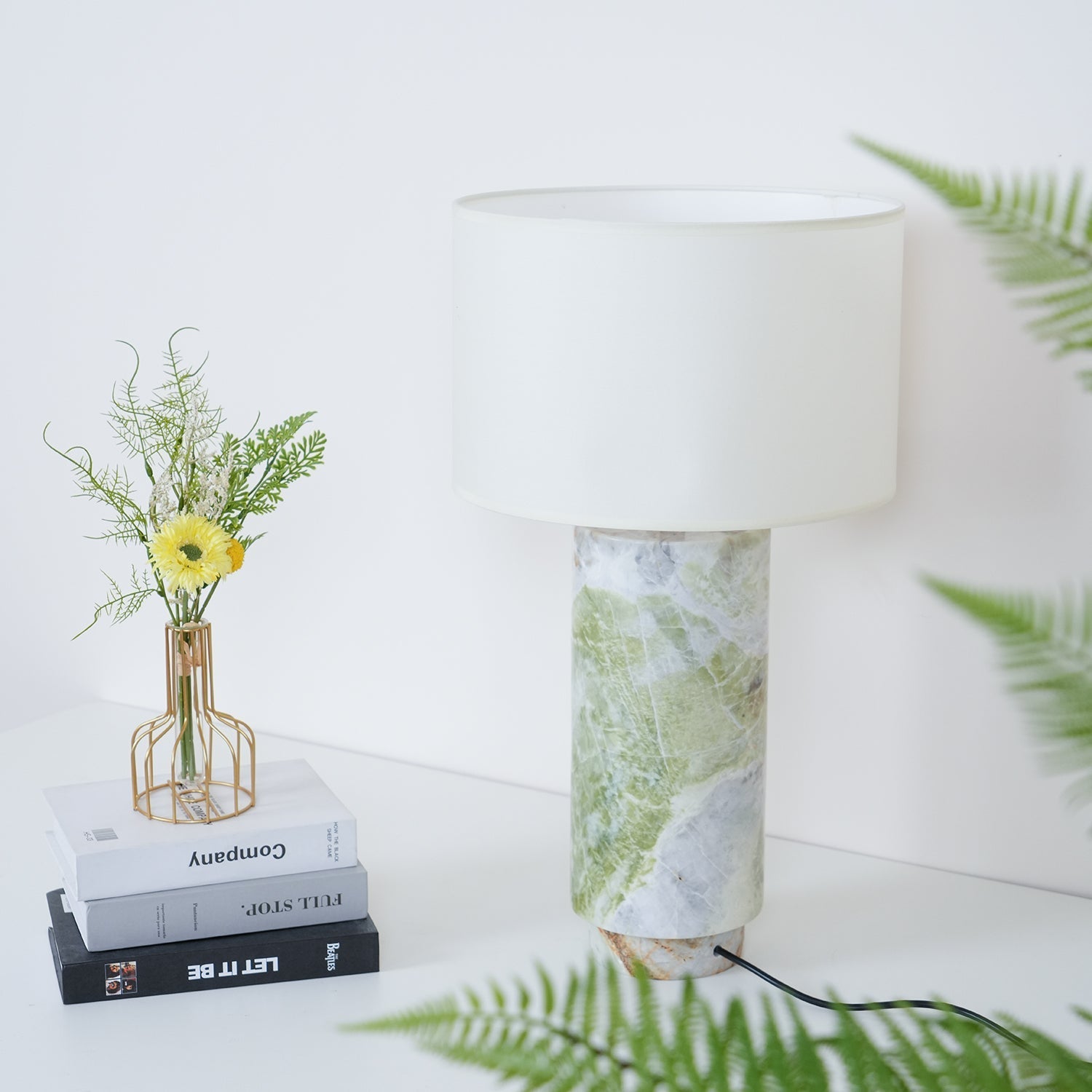 Xavi Marble Fabric Table Lamp-Neutral Decor