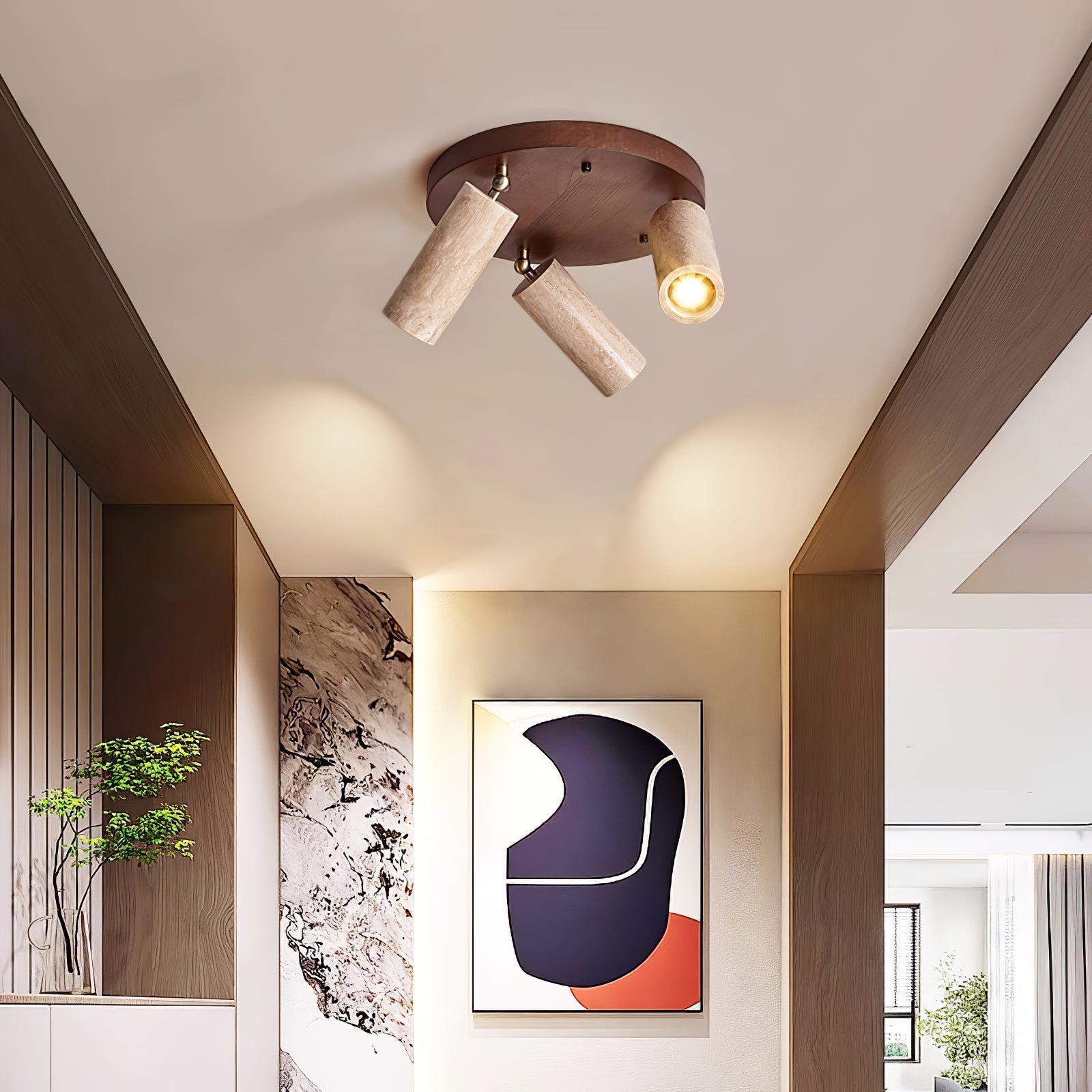 Zevenion Multi-Arm Travertine Ceiling Light-Neutral Decor