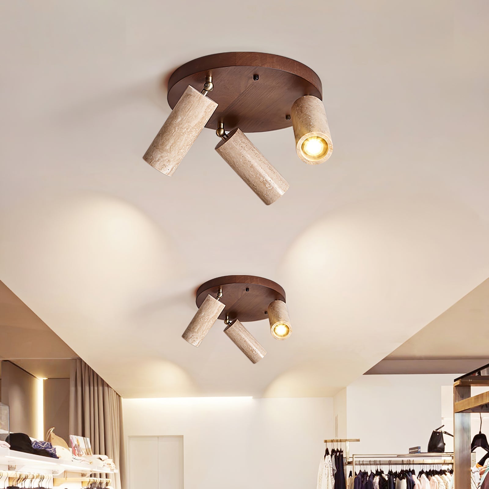 Zevenion Multi-Arm Travertine Ceiling Light-Neutral Decor