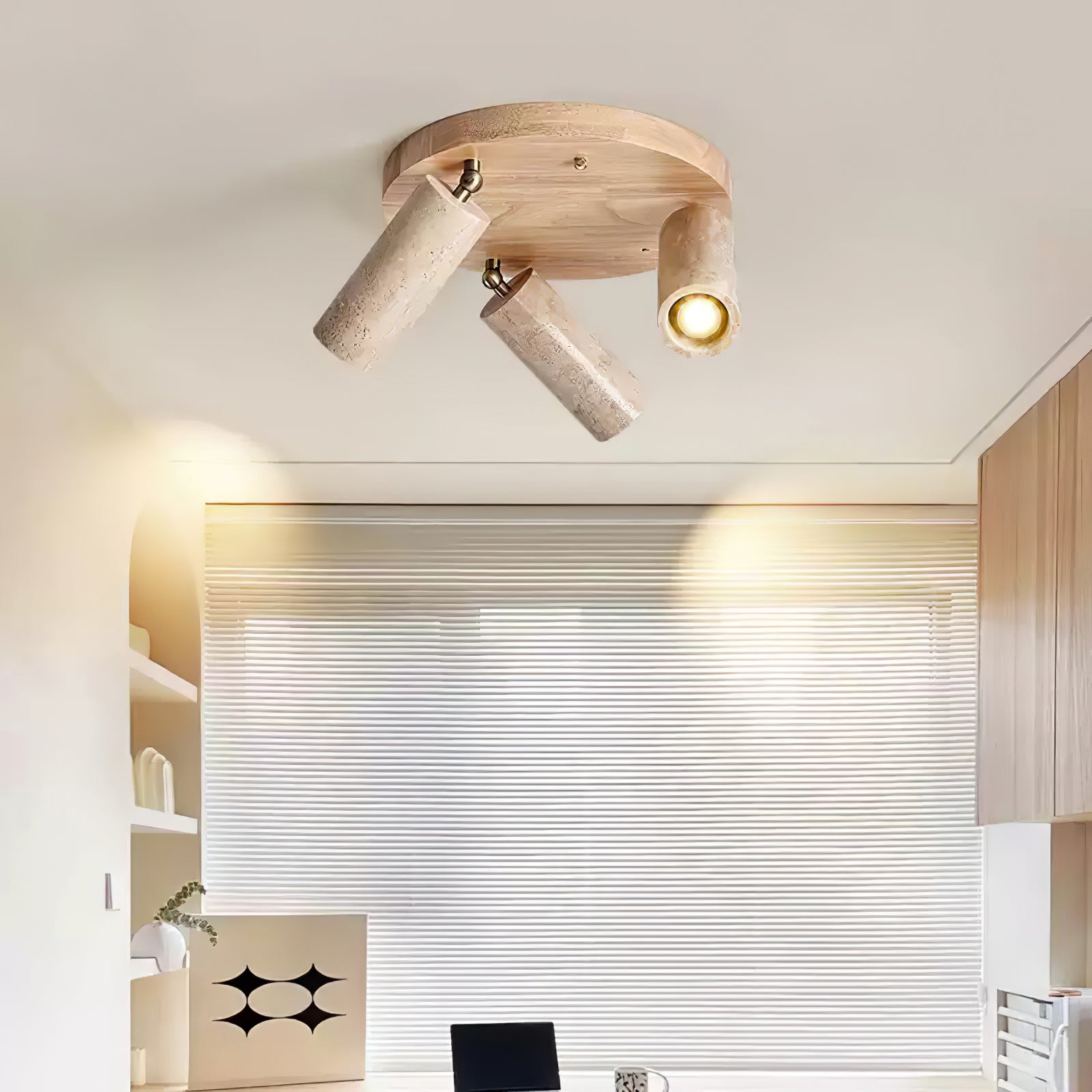 Zevenion Multi-Arm Travertine Ceiling Light-Neutral Decor