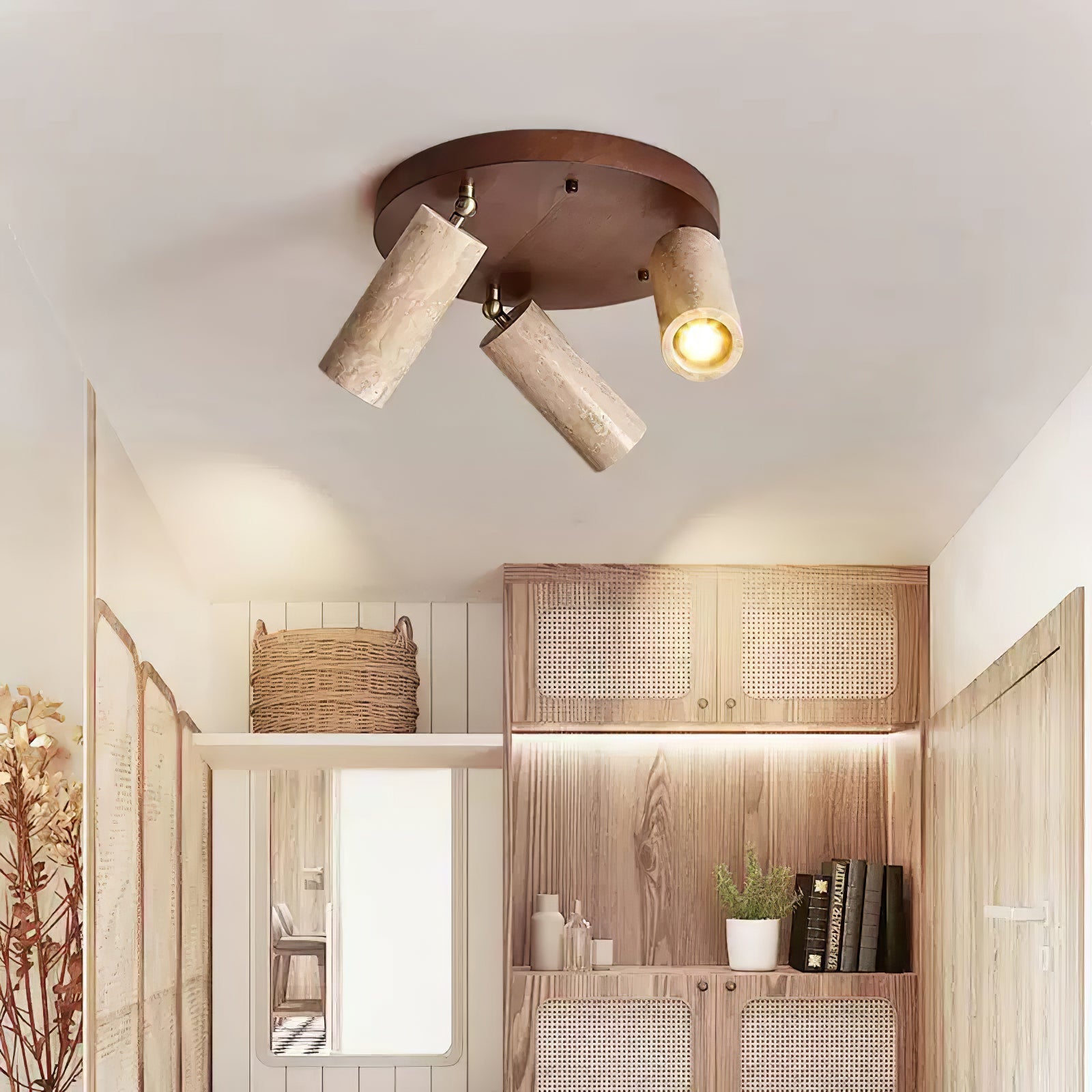 Zevenion Multi-Arm Travertine Ceiling Light-Neutral Decor