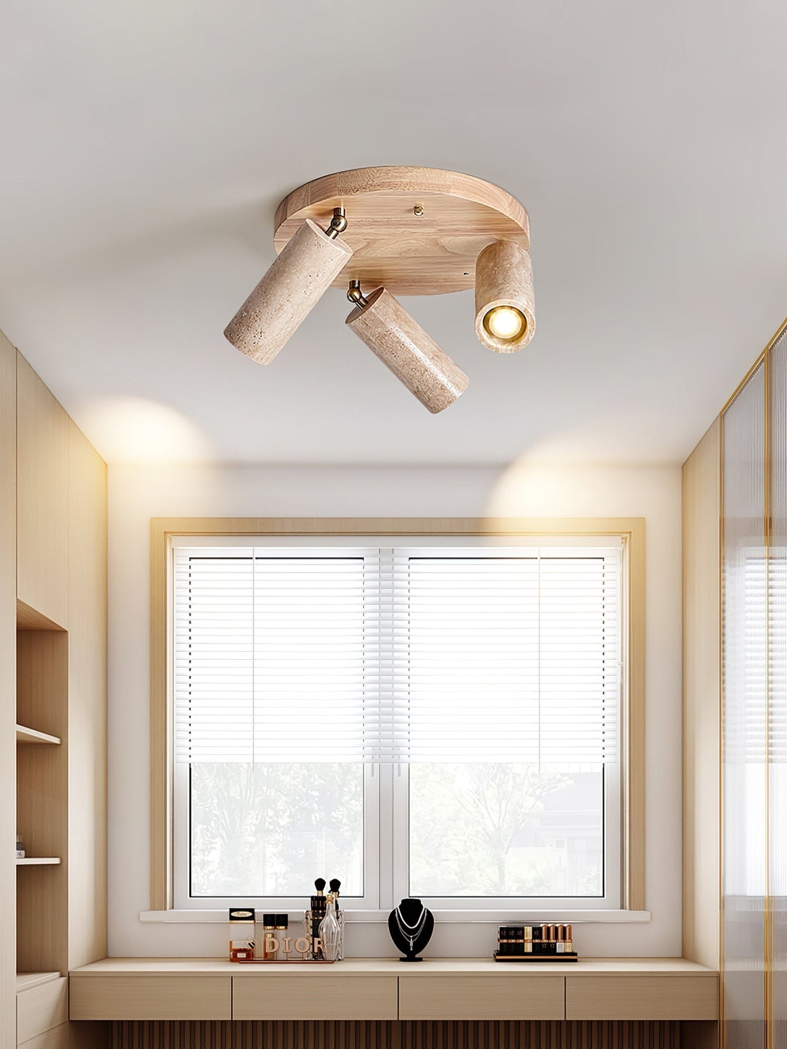 Zevenion Multi-Arm Travertine Ceiling Light-Neutral Decor