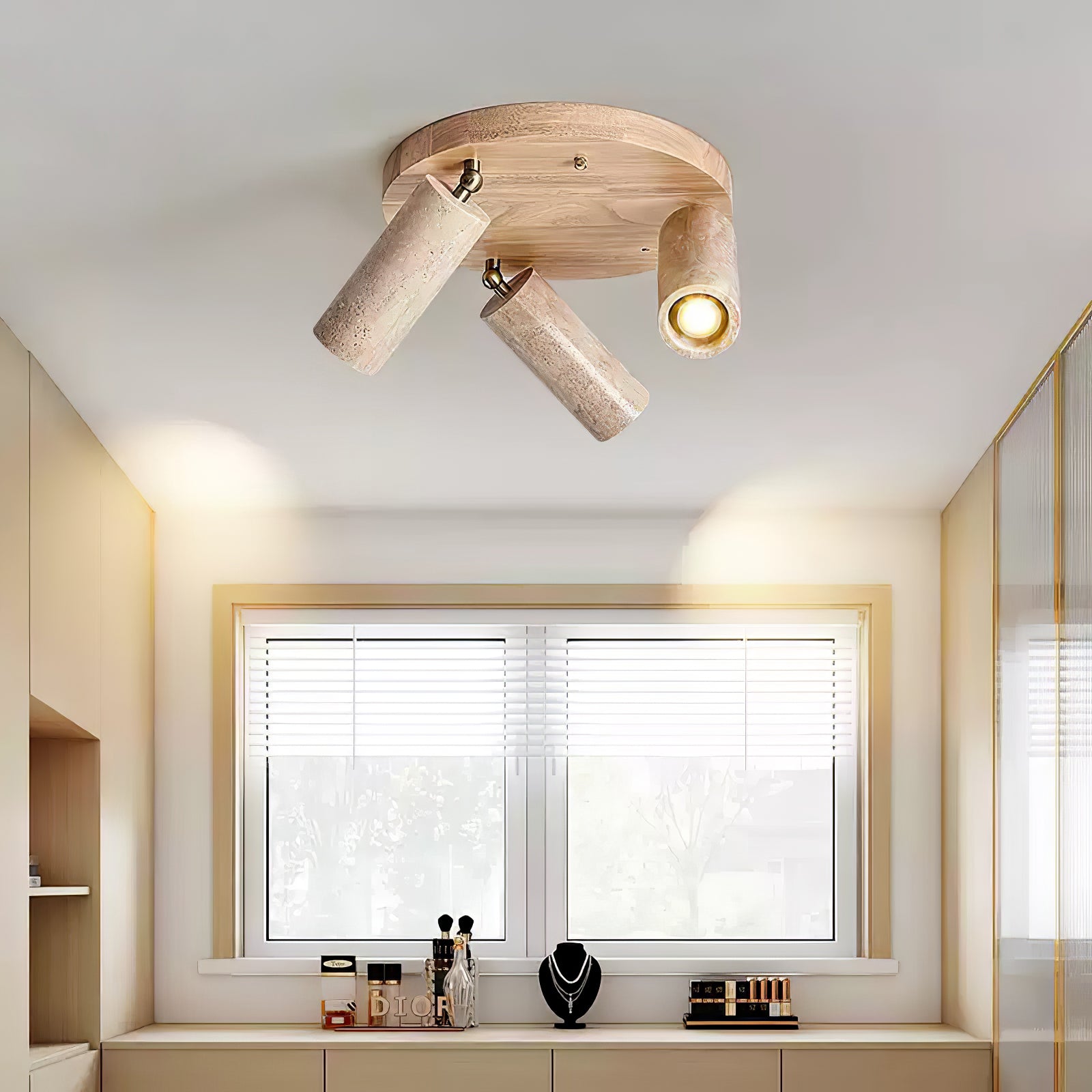 Zevenion Multi-Arm Travertine Ceiling Light-Neutral Decor