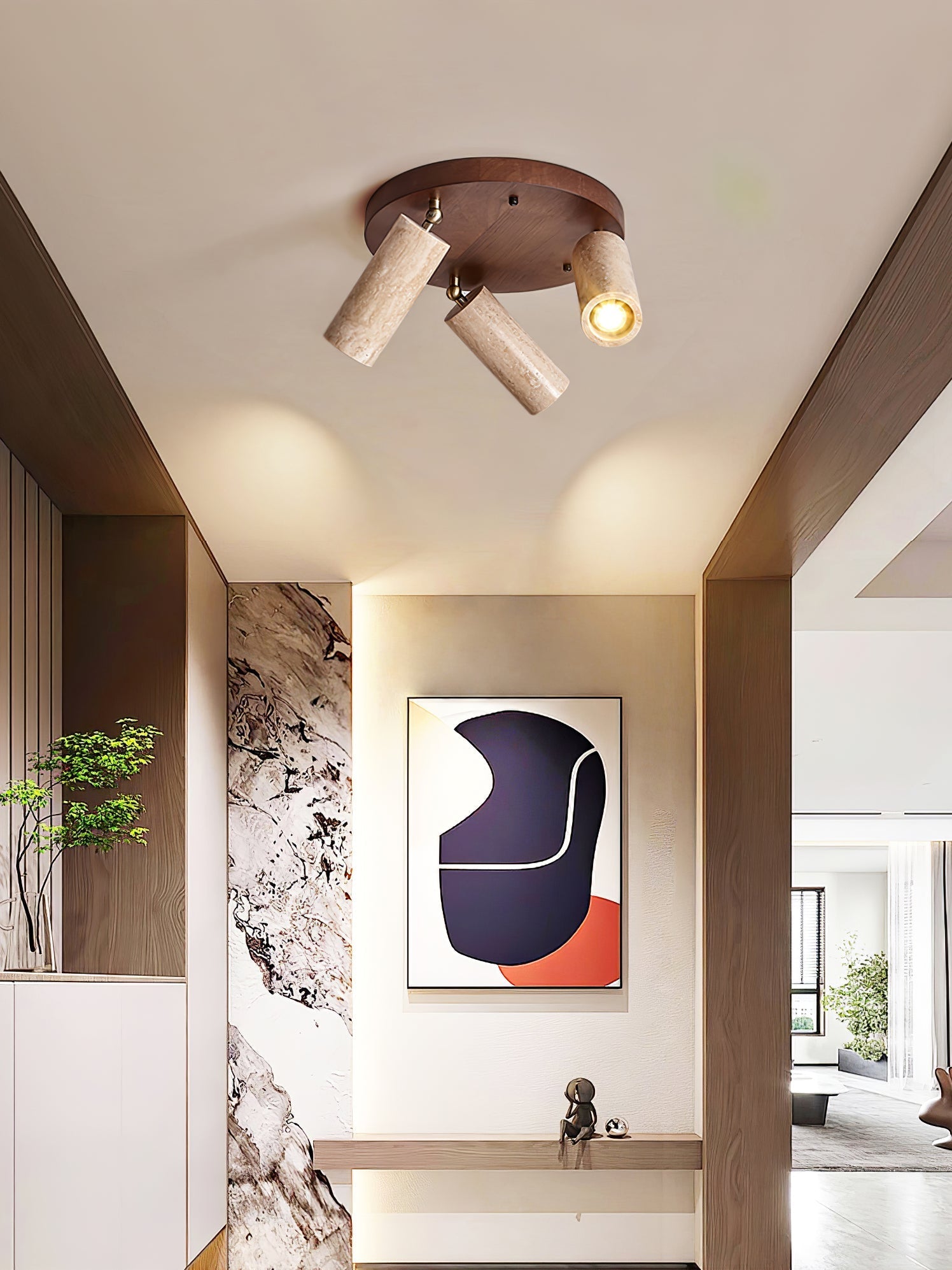 Zevenion Multi-Arm Travertine Ceiling Light-Neutral Decor