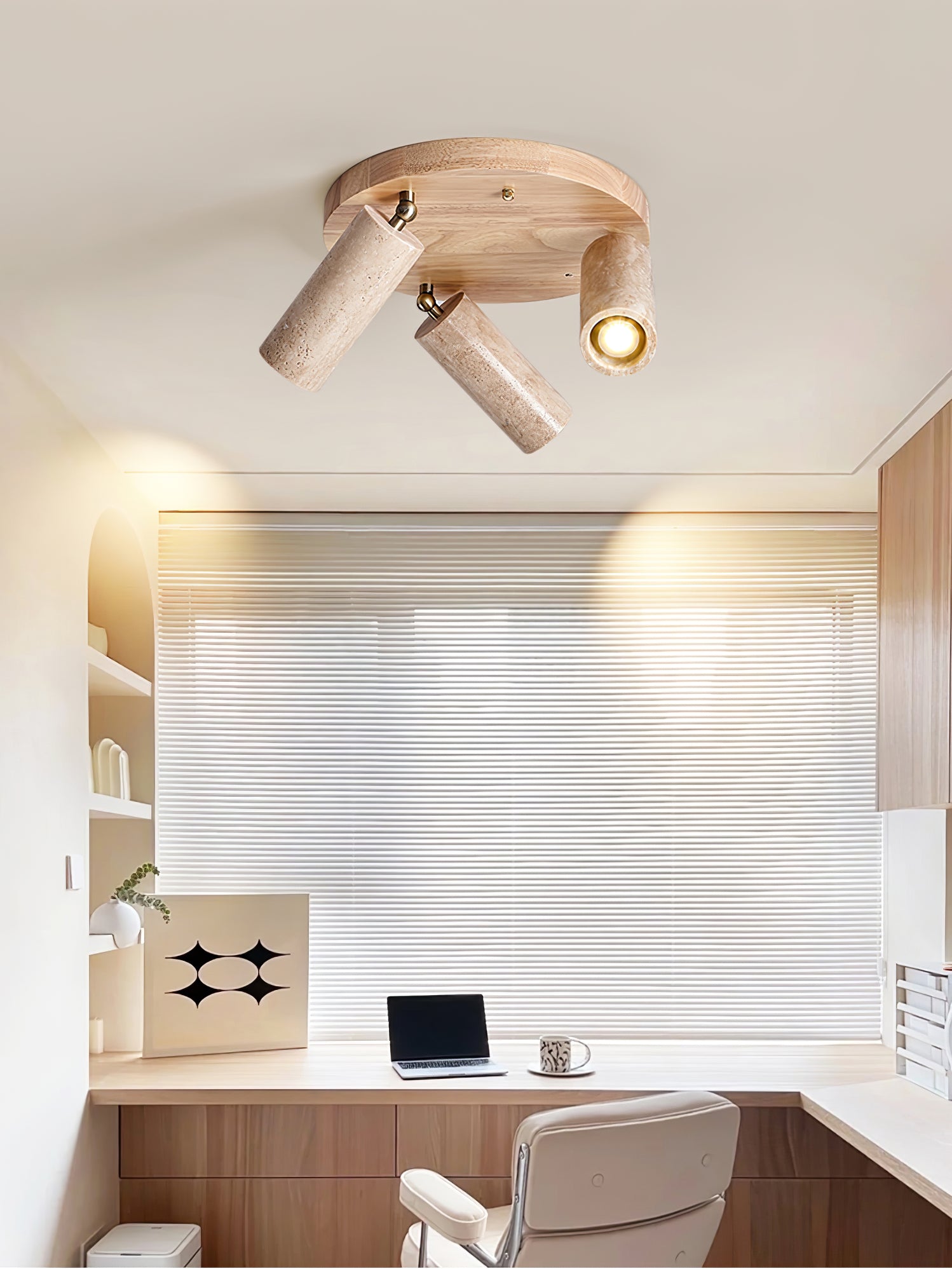 Zevenion Multi-Arm Travertine Ceiling Light-Neutral Decor