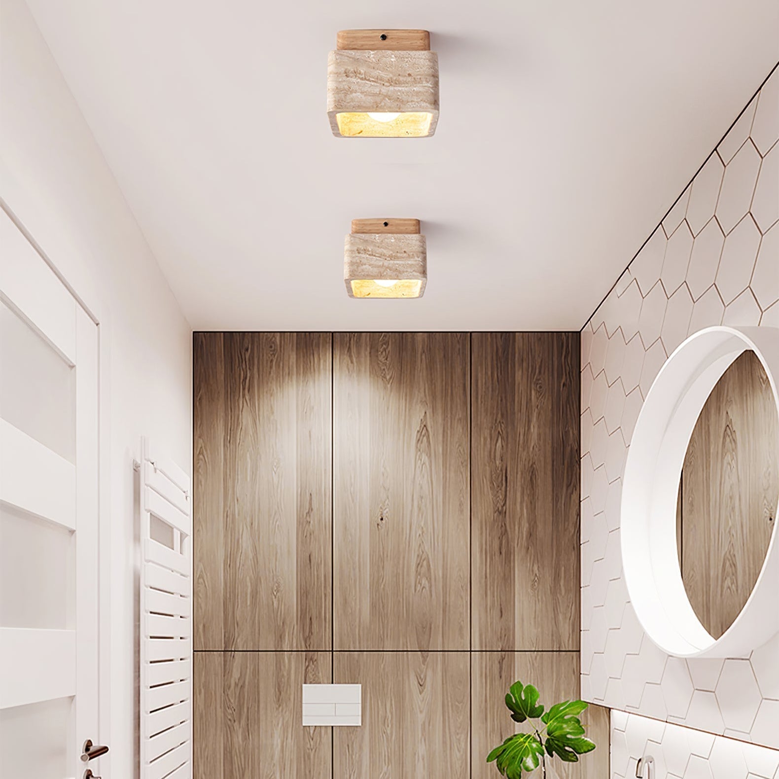 Alaearis Textured Travertine Ceiling Light-Neutral Decor