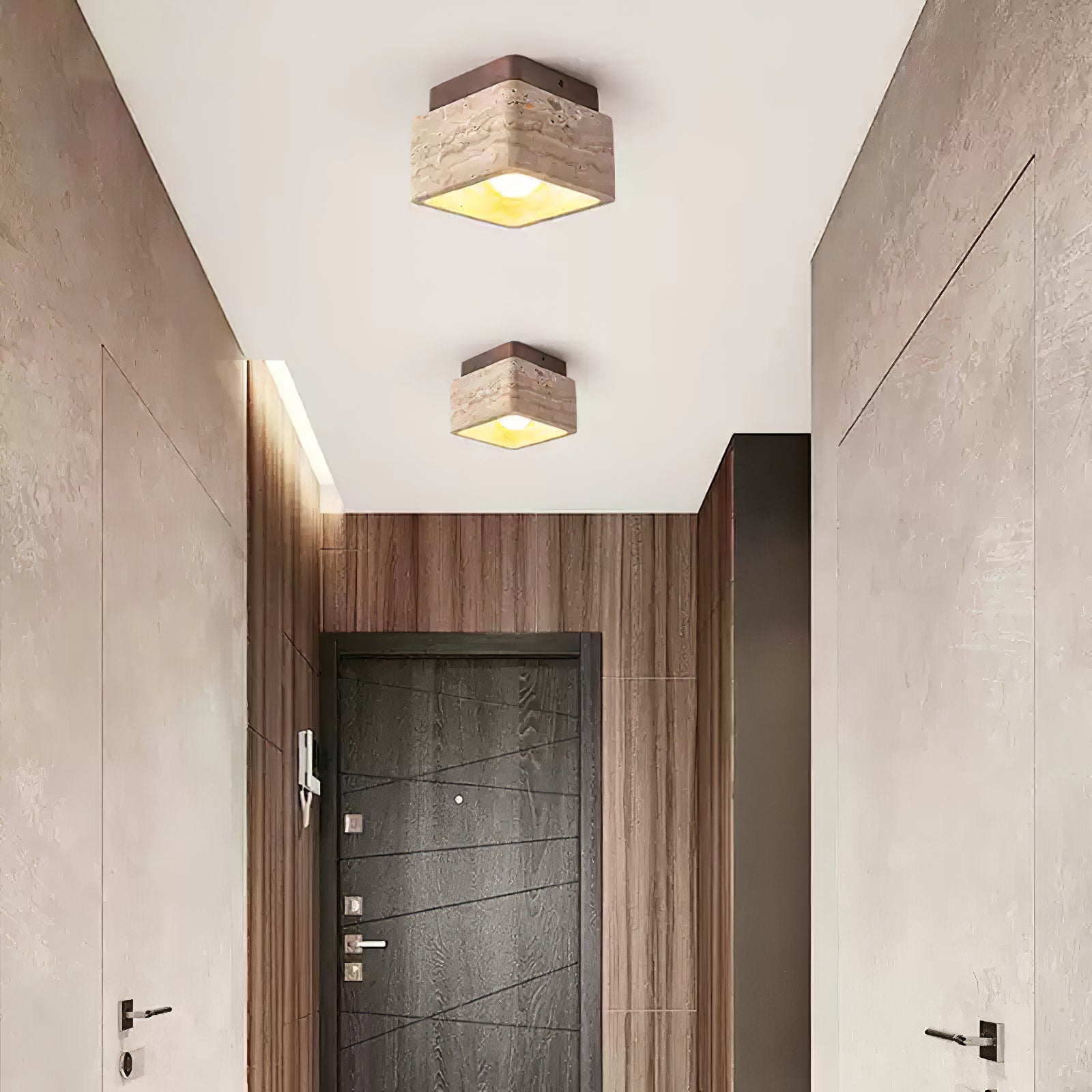 Alaearis Textured Travertine Ceiling Light-Neutral Decor