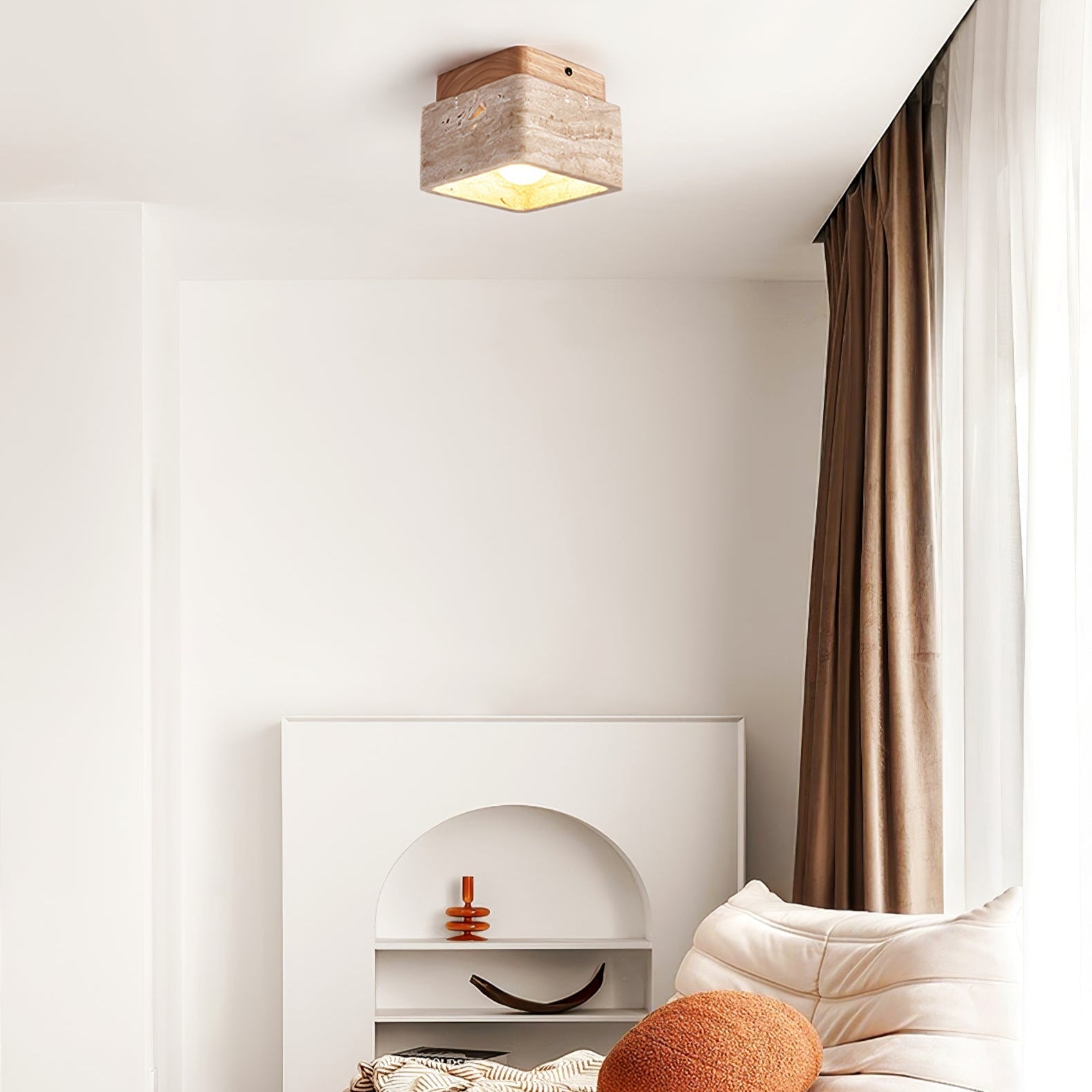 Alaearis Textured Travertine Ceiling Light-Neutral Decor
