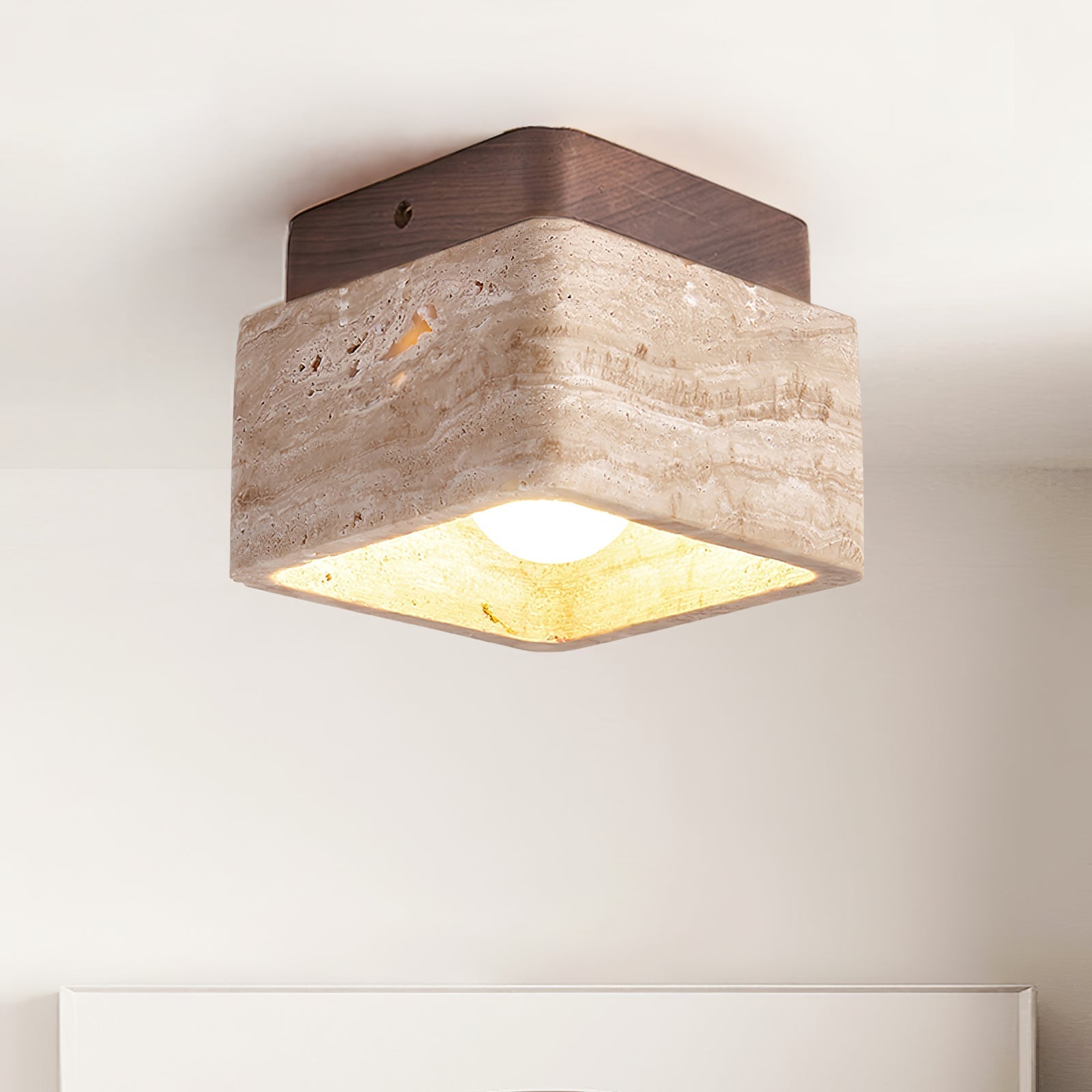 Alaearis Textured Travertine Ceiling Light-Neutral Decor