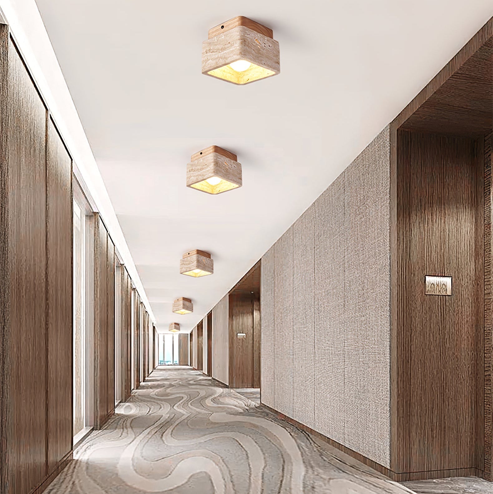 Alaearis Textured Travertine Ceiling Light-Neutral Decor