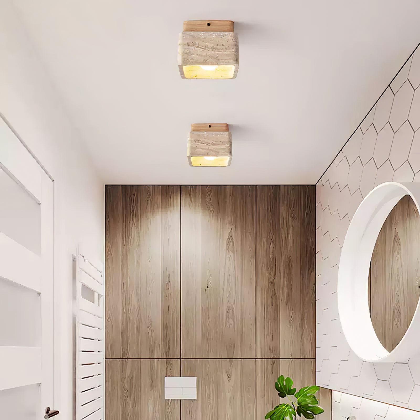 Alaearis Textured Travertine Ceiling Light-Neutral Decor