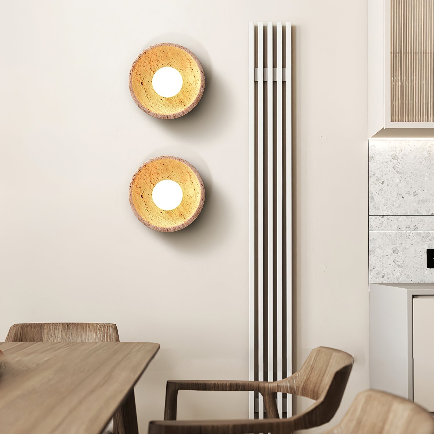 Nalen Half-Dome Travertine Wall Light-Neutral Decor