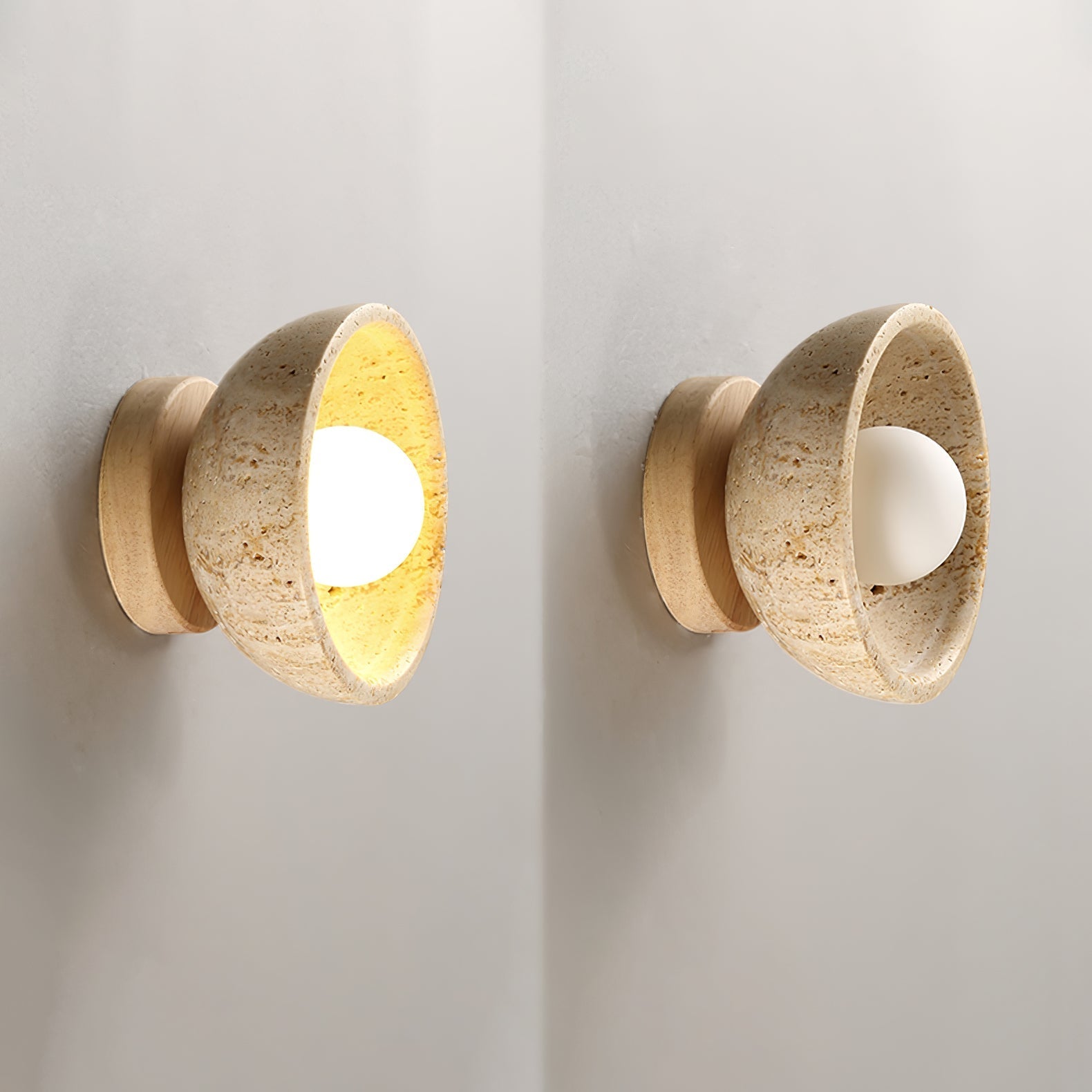 Nalen Half-Dome Travertine Wall Light-Neutral Decor