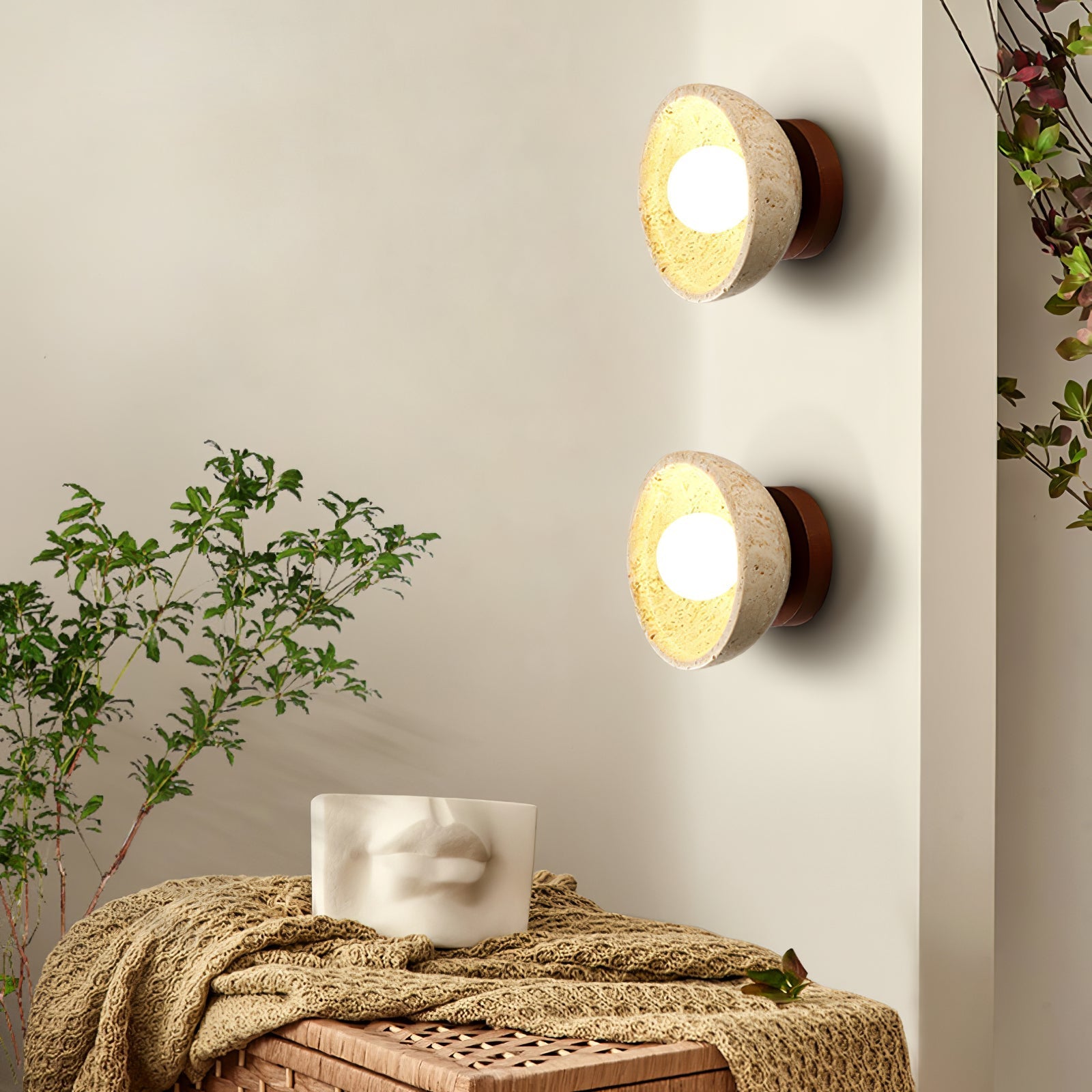 Nalen Half-Dome Travertine Wall Light-Neutral Decor