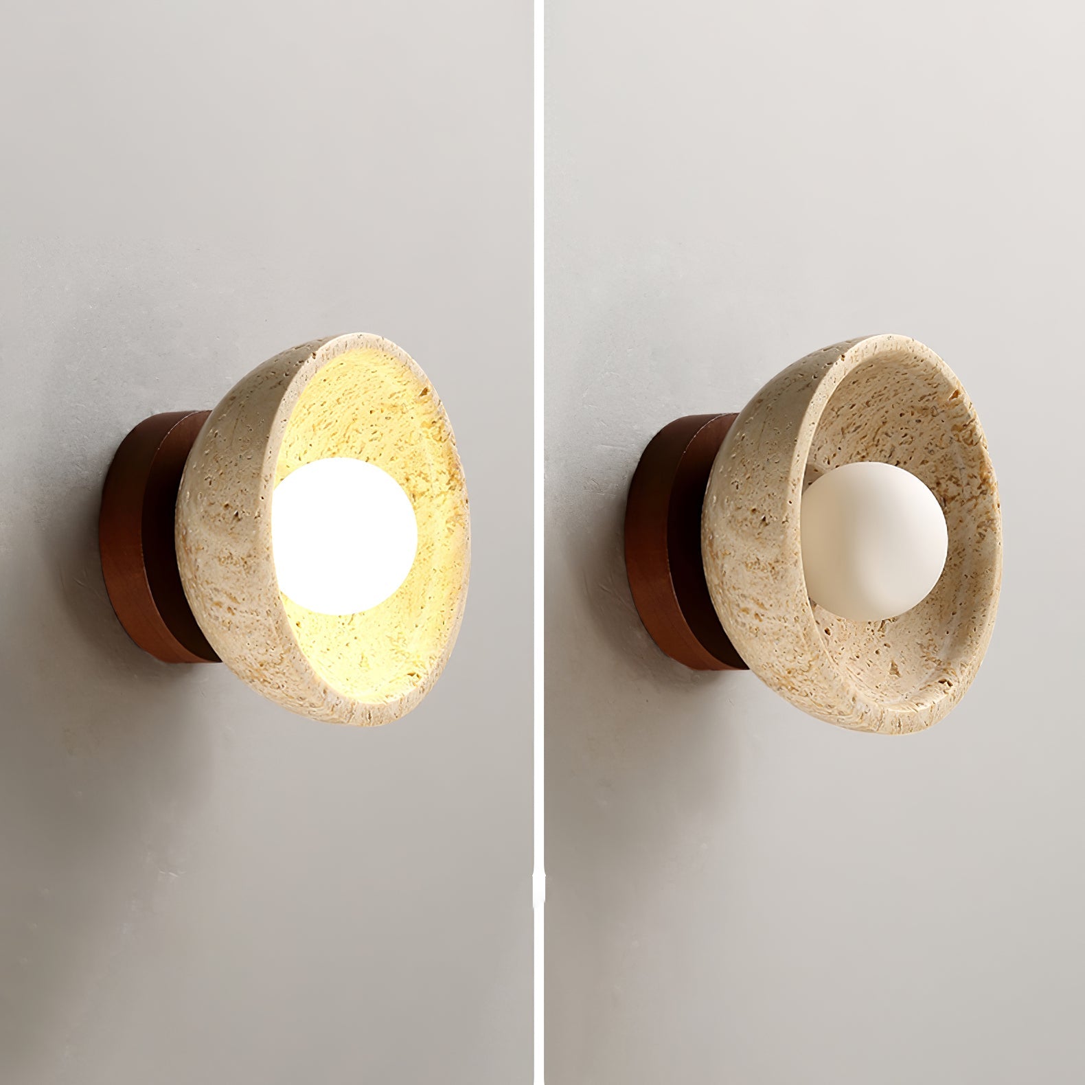 Nalen Half-Dome Travertine Wall Light-Neutral Decor