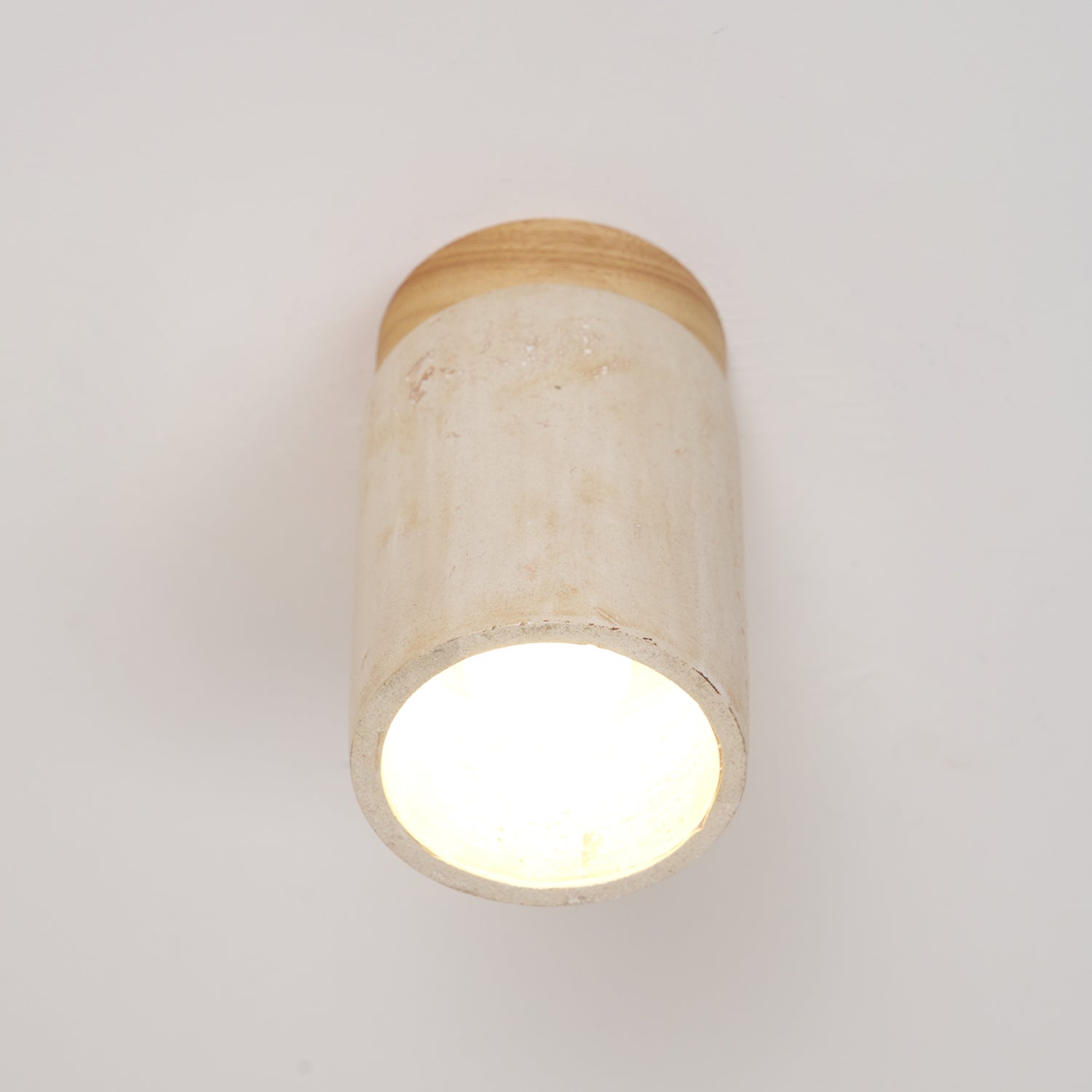 Keloz Cylinder Cap Travertine Ceiling Light-Neutral Decor
