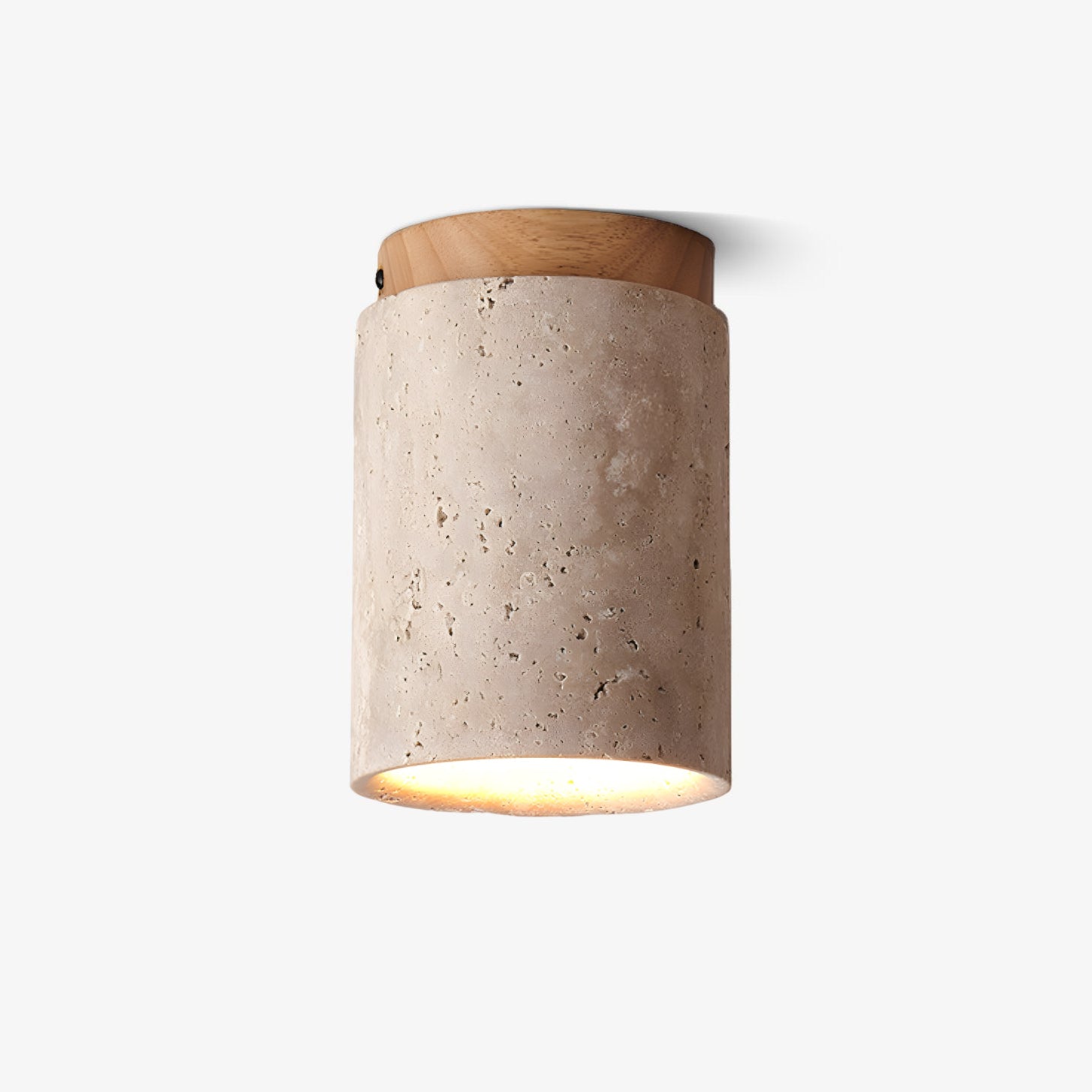 Keloz Cylinder Cap Travertine Ceiling Light-Neutral Decor