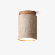 Keloz Cylinder Cap Travertine Ceiling Light-Neutral Decor