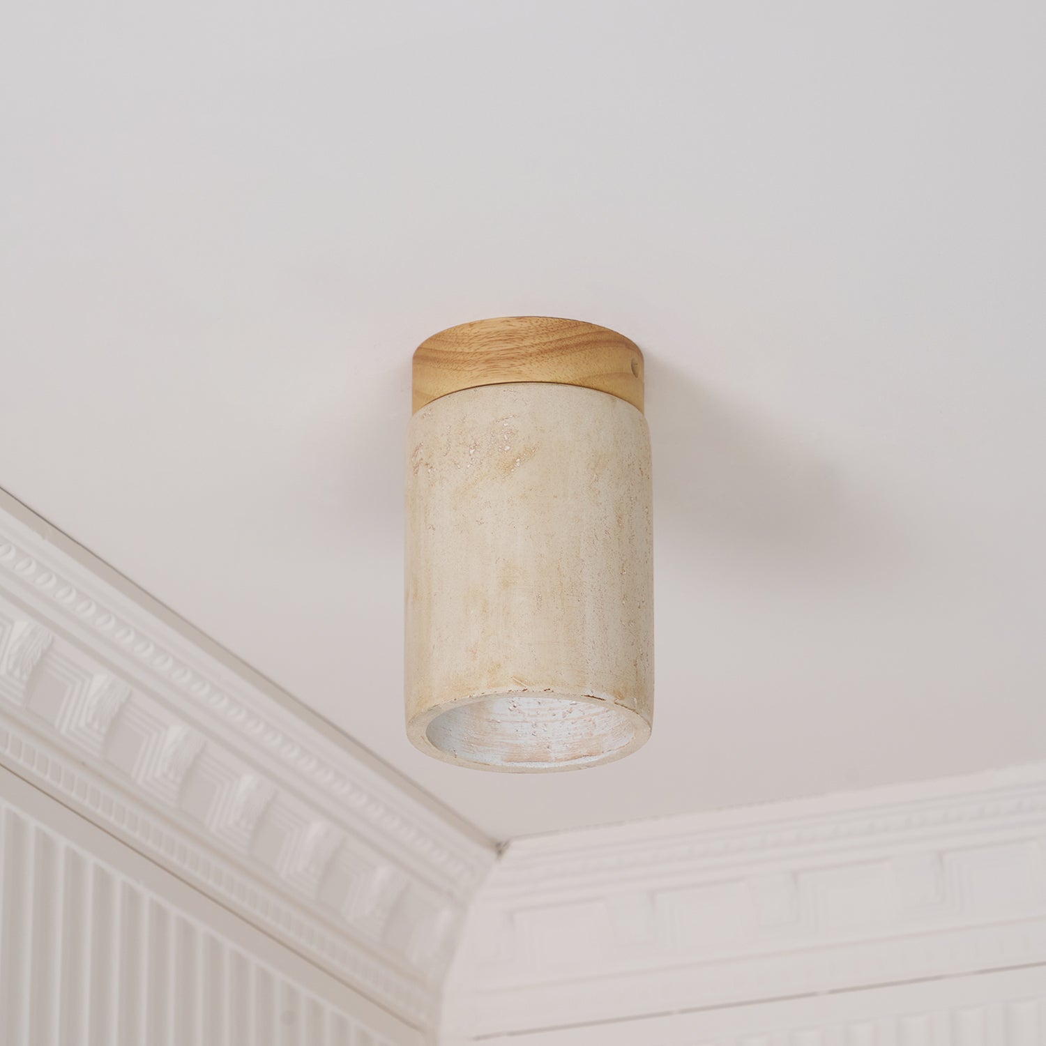 Keloz Cylinder Cap Travertine Ceiling Light-Neutral Decor