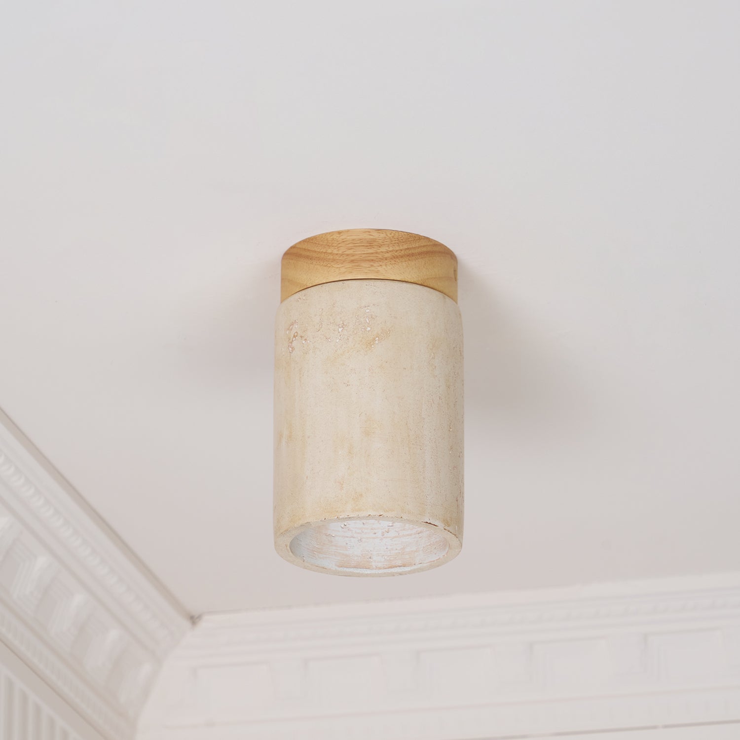 Keloz Cylinder Cap Travertine Ceiling Light-Neutral Decor