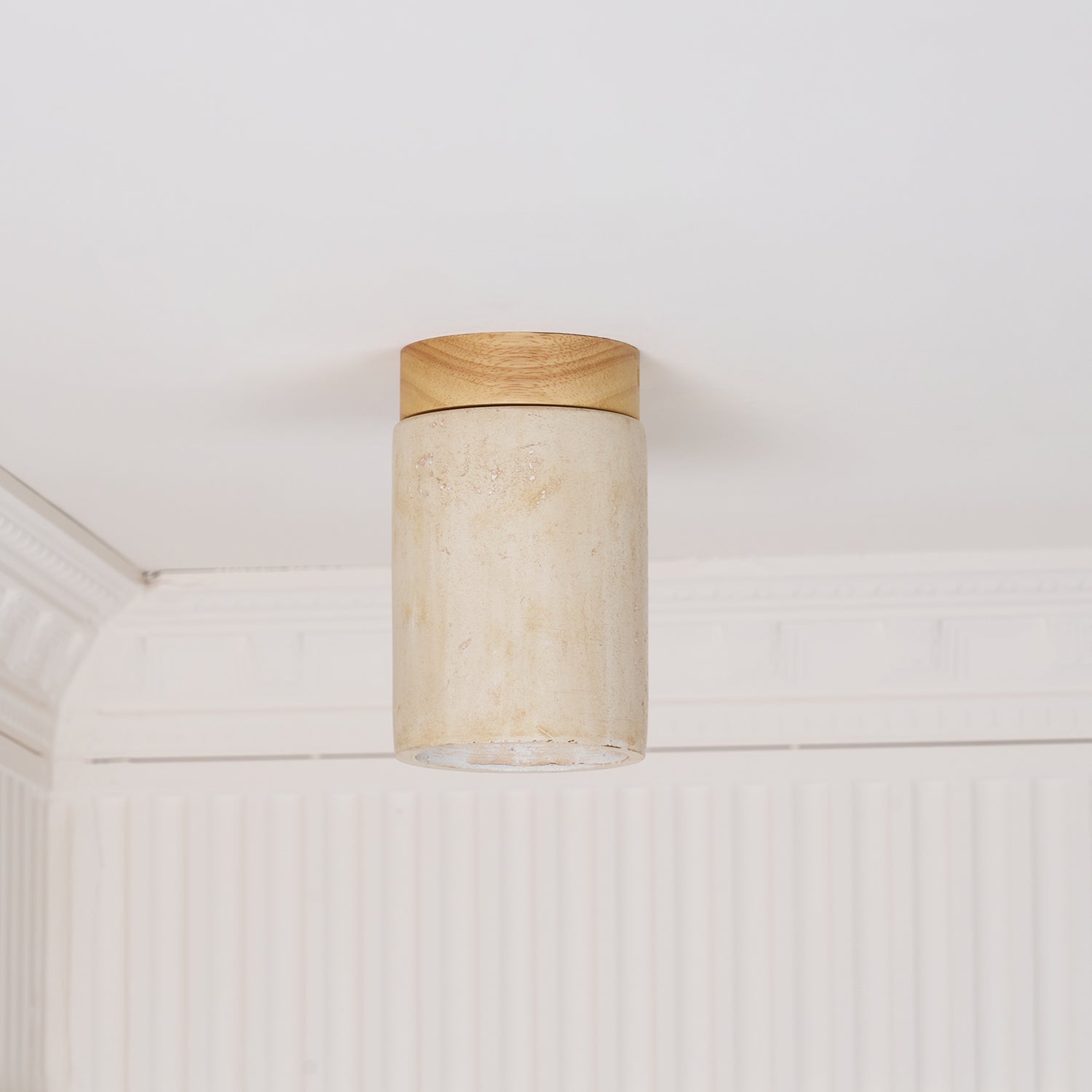 Keloz Cylinder Cap Travertine Ceiling Light-Neutral Decor