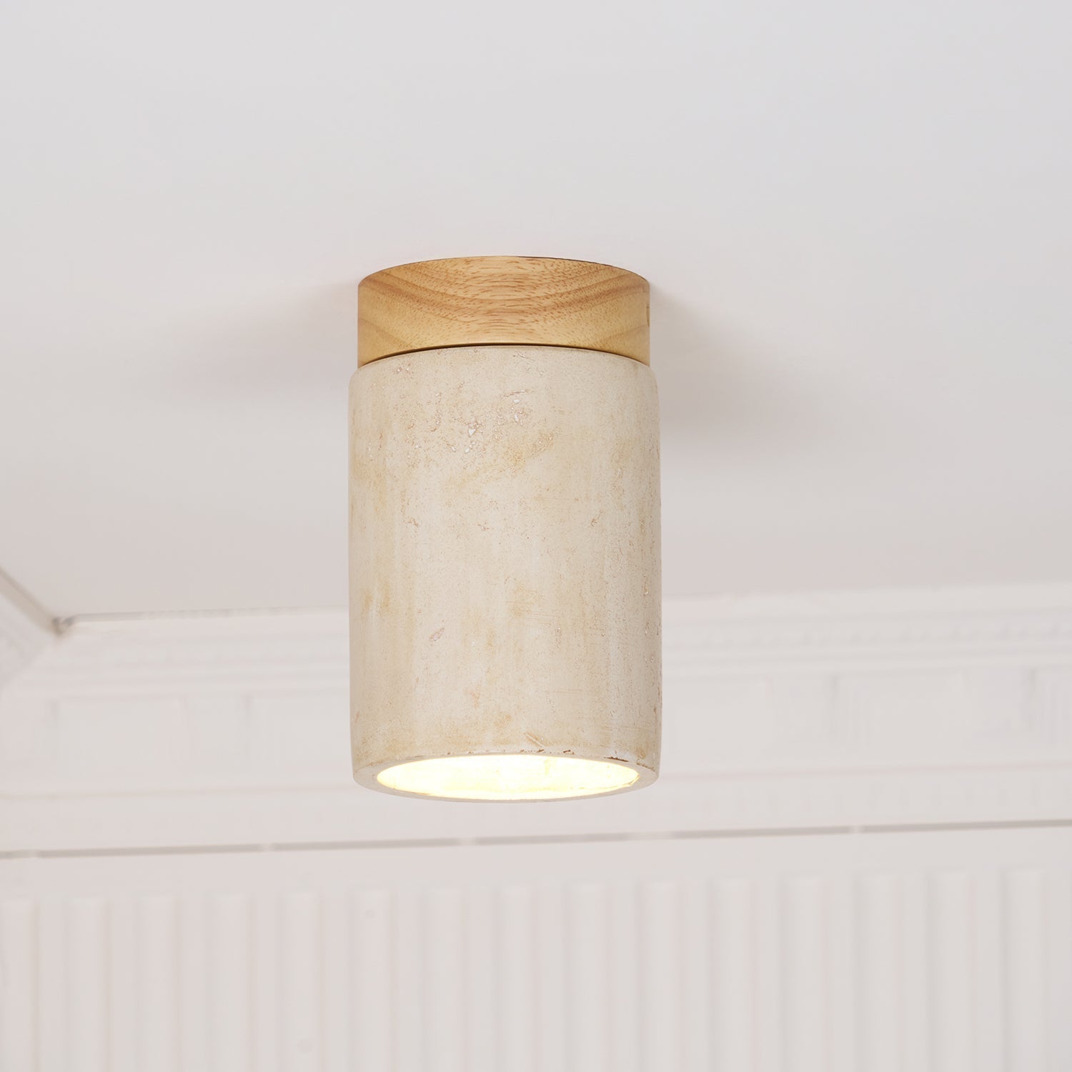 Keloz Cylinder Cap Travertine Ceiling Light-Neutral Decor