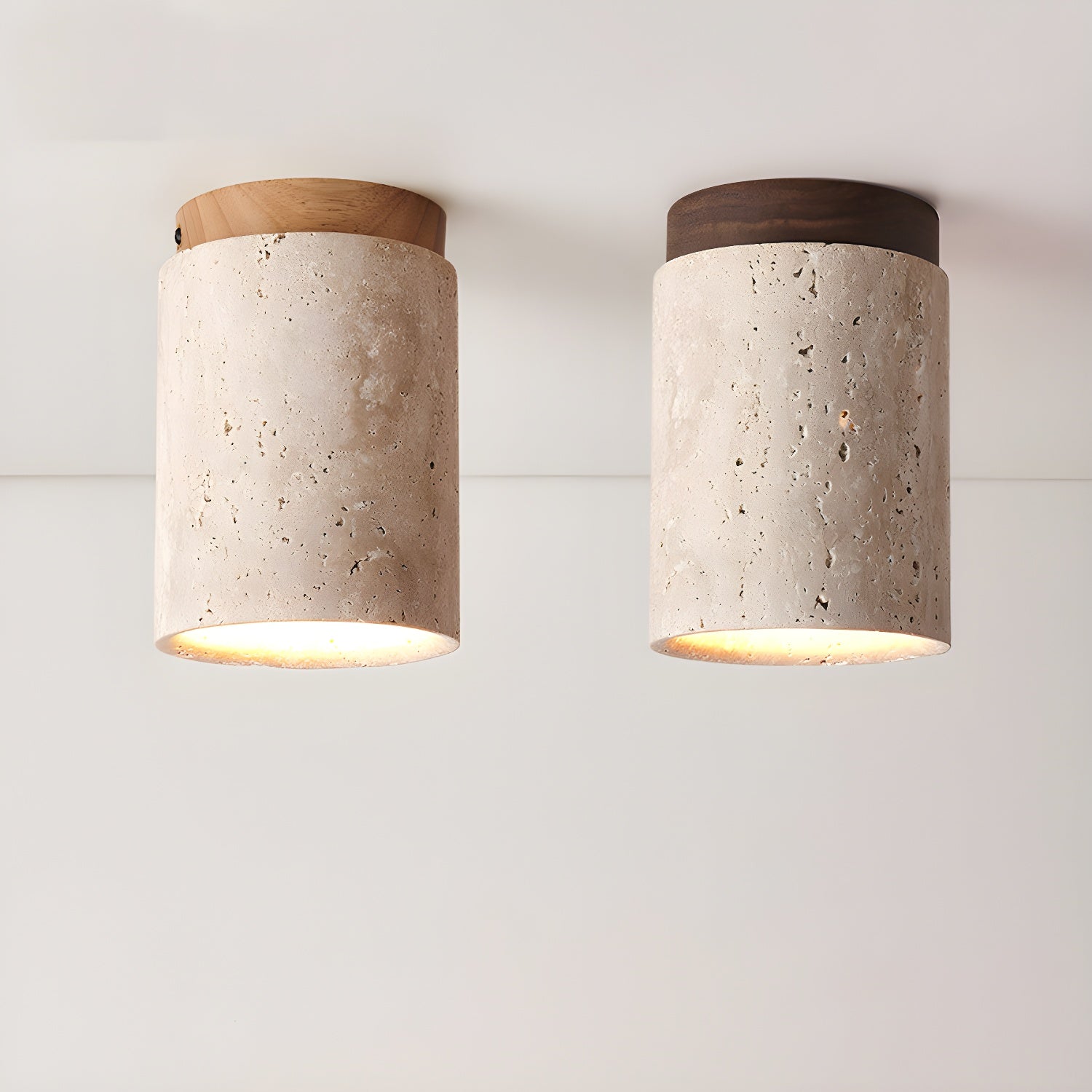 Keloz Cylinder Cap Travertine Ceiling Light-Neutral Decor