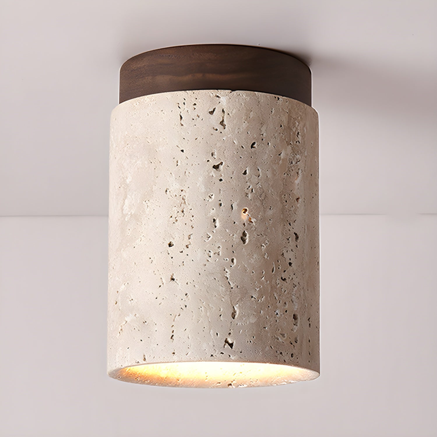 Keloz Cylinder Cap Travertine Ceiling Light-Neutral Decor
