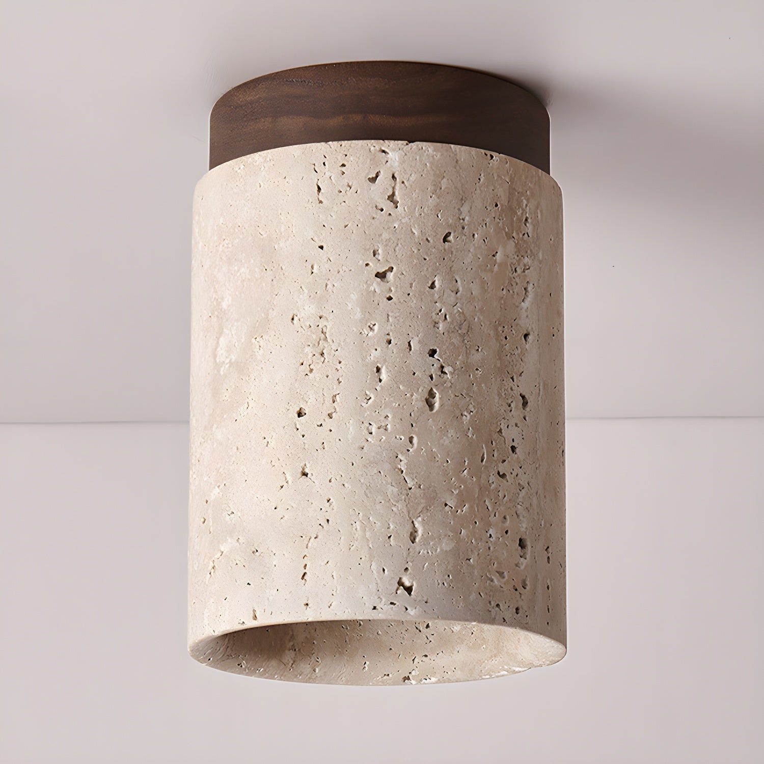 Keloz Cylinder Cap Travertine Ceiling Light-Neutral Decor